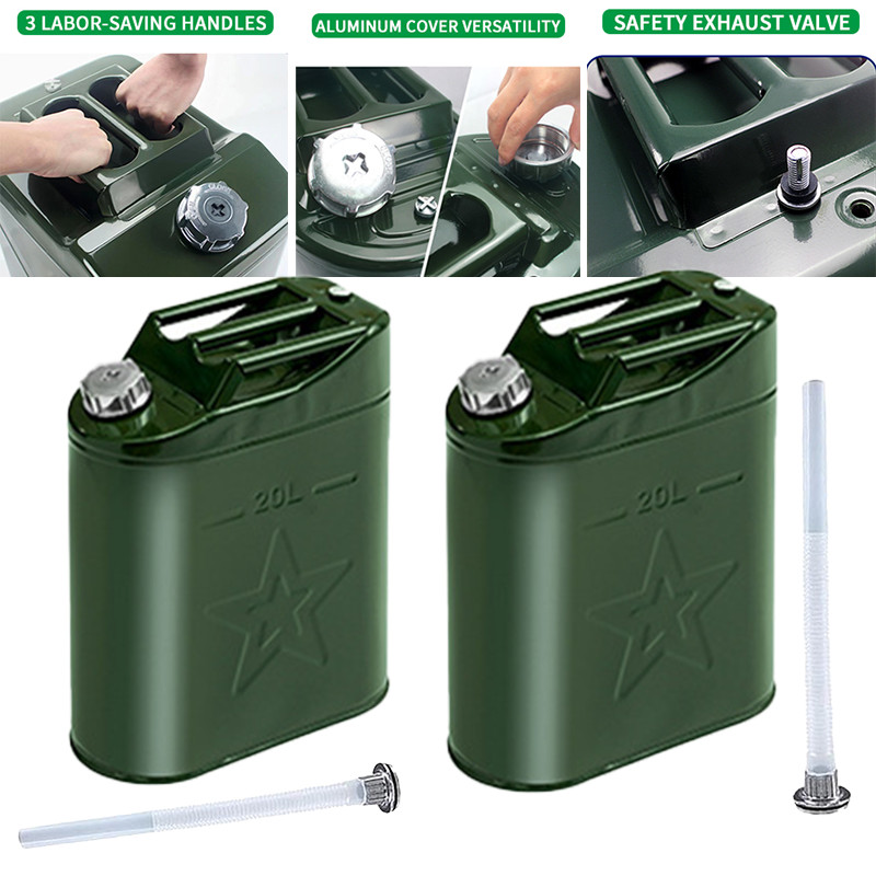 2PCS Jerry Can 5 Gallon 20L Can Metal Tank Emergency Backup Off-road