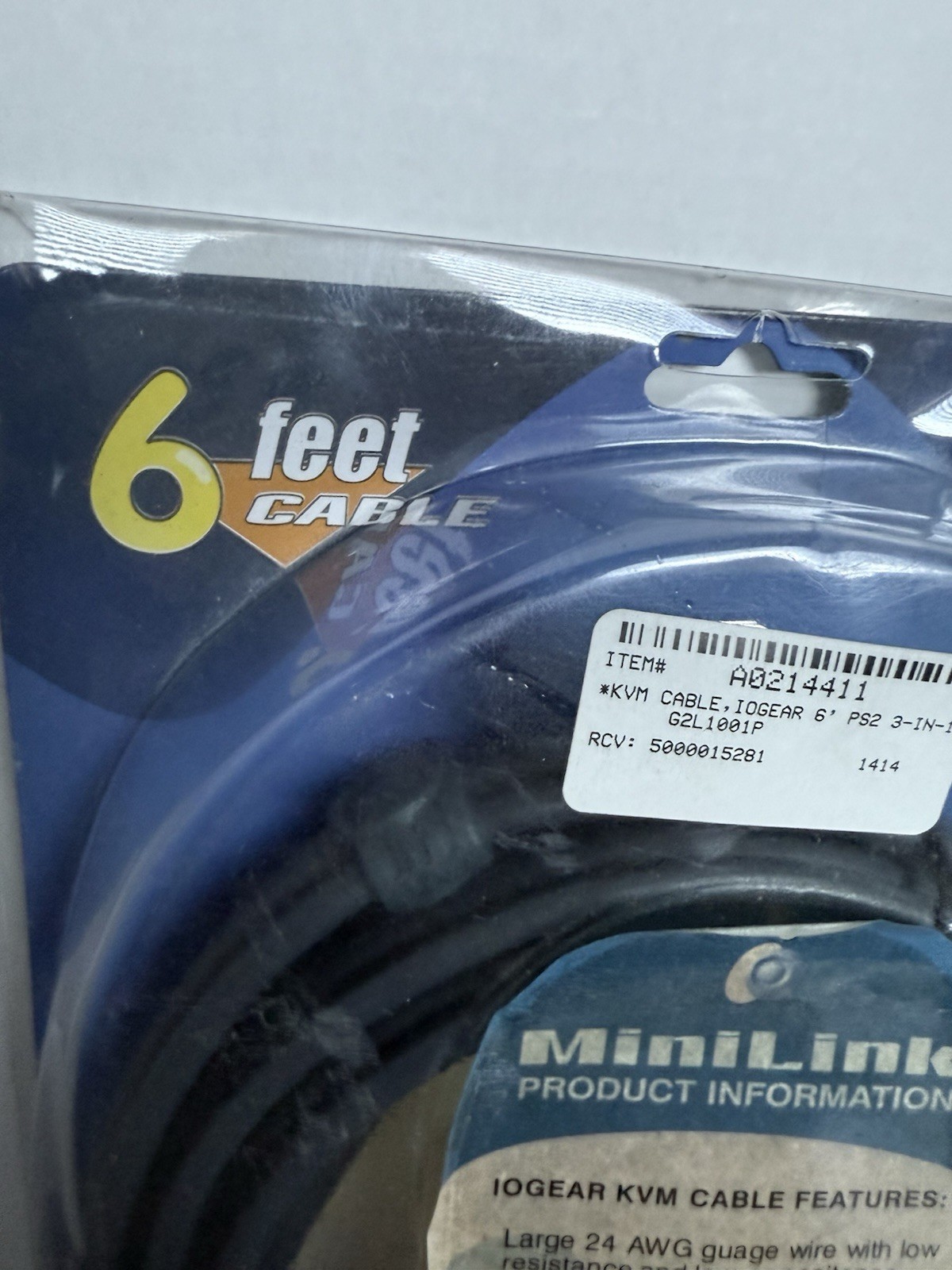 IOGEAR MiniLink 6′ PS2 KVM Switch Cable, 406723 Package Not Perfect