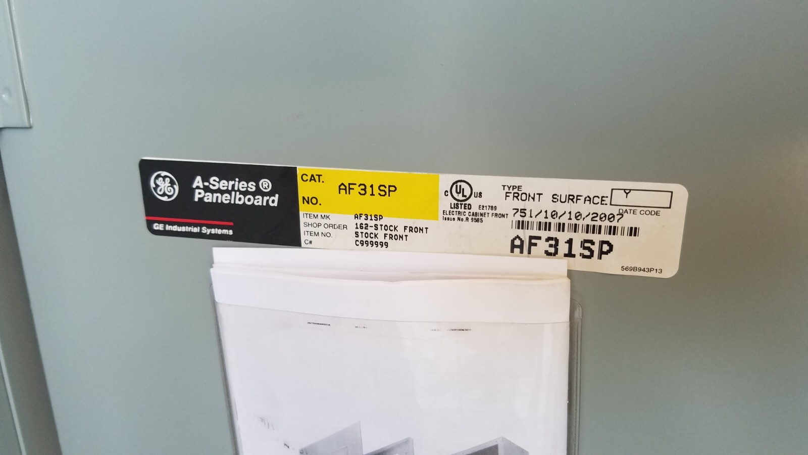 AEU3182RCX GE 225 Amp 480Y/277V 3Ø 4W 18ct. N1 Main Lug Panel w/ 4 TEY Breakers