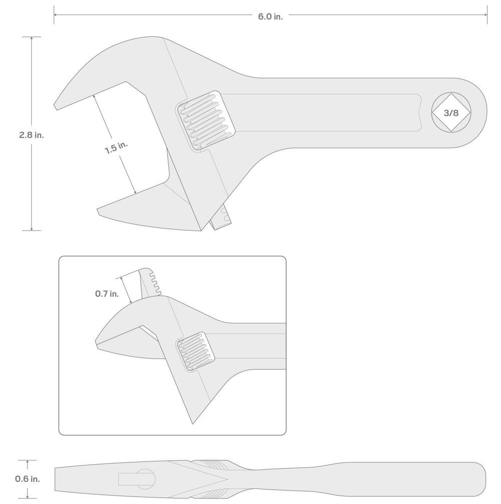Tekton Adjustable Wrench, 6 Inches