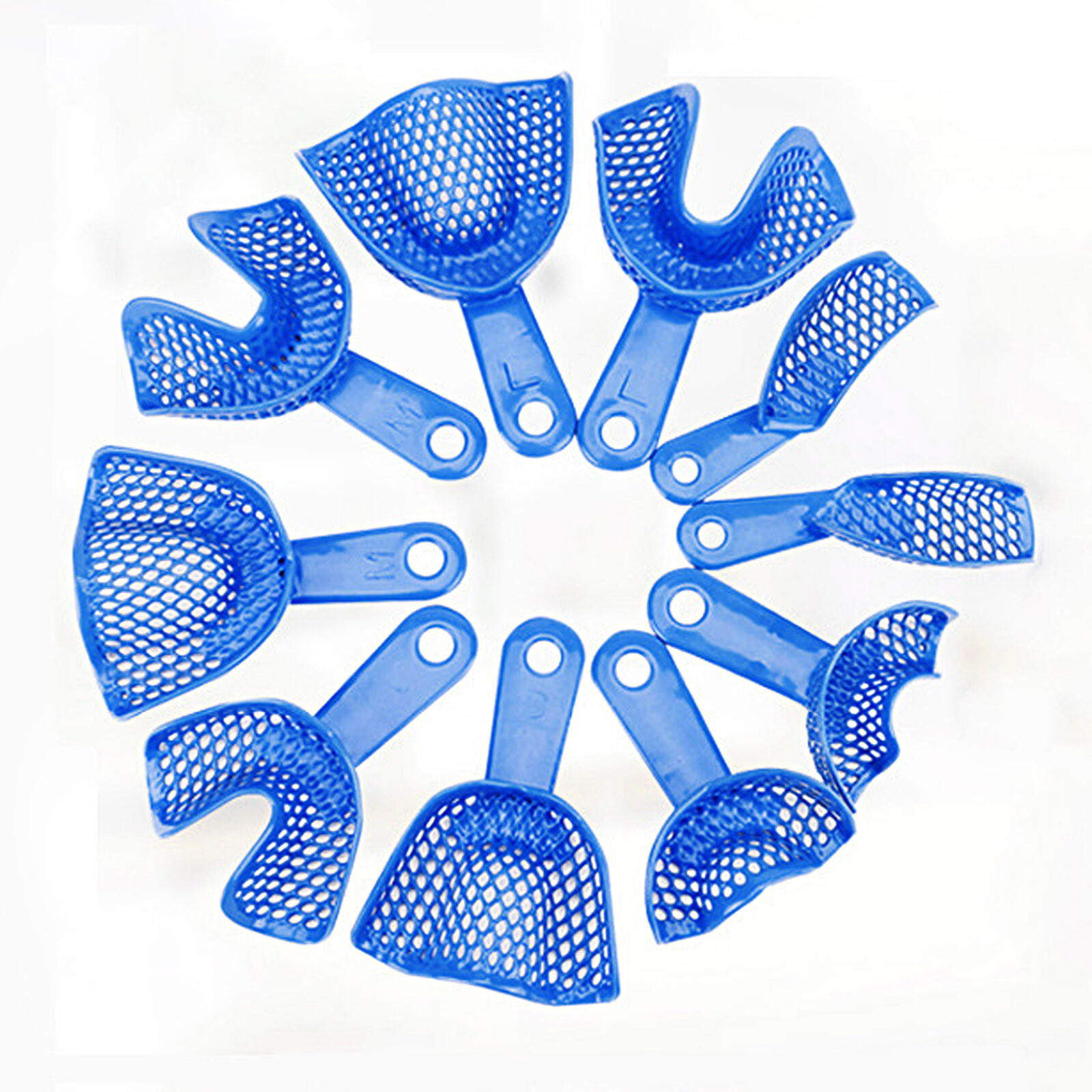2Pc Plastic-Steel Dental Impression Trays Material Upper+Lower 4 Sizes