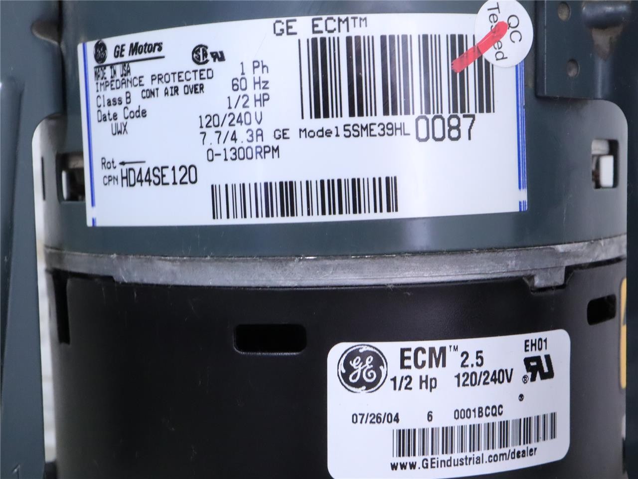 GE ECM 5SME39HL0087 1/2HP Furnace Blower Motor 120/240V 1300RPM HD44SE120