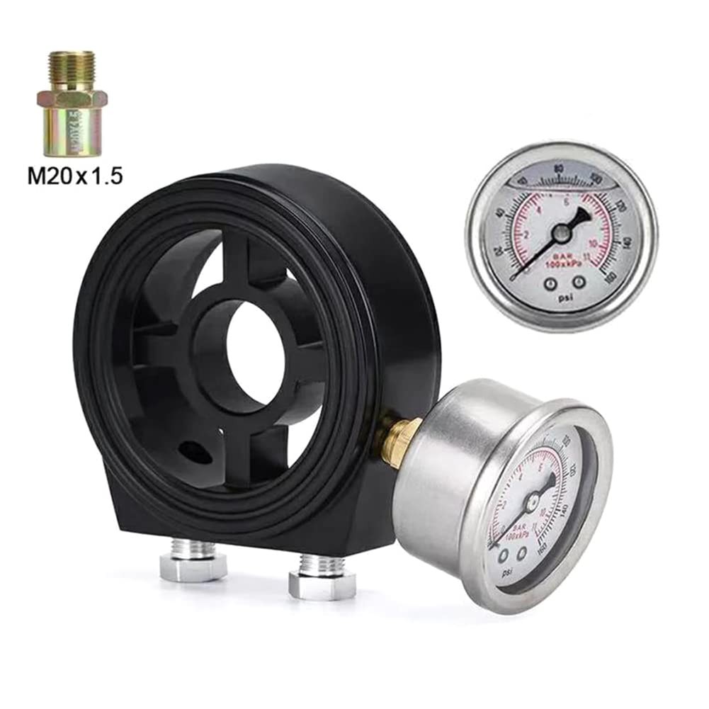 Oil Filter Sandwich Plate Thread Adapter, Universal Aluminum Oil Pressure Tem…
