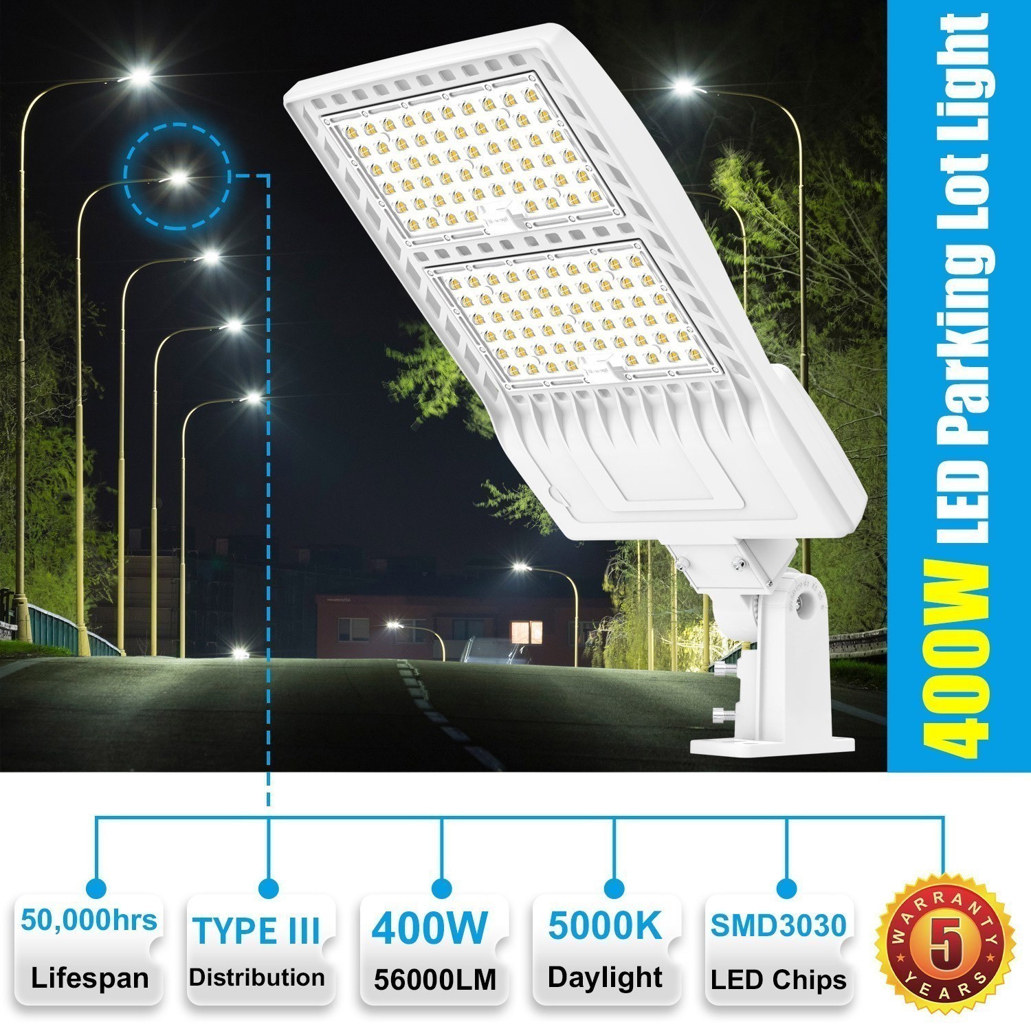 Dusk To Dawn LED Parking Lot Shoebox Wall Light 400W Outdoor Street Road Lamp