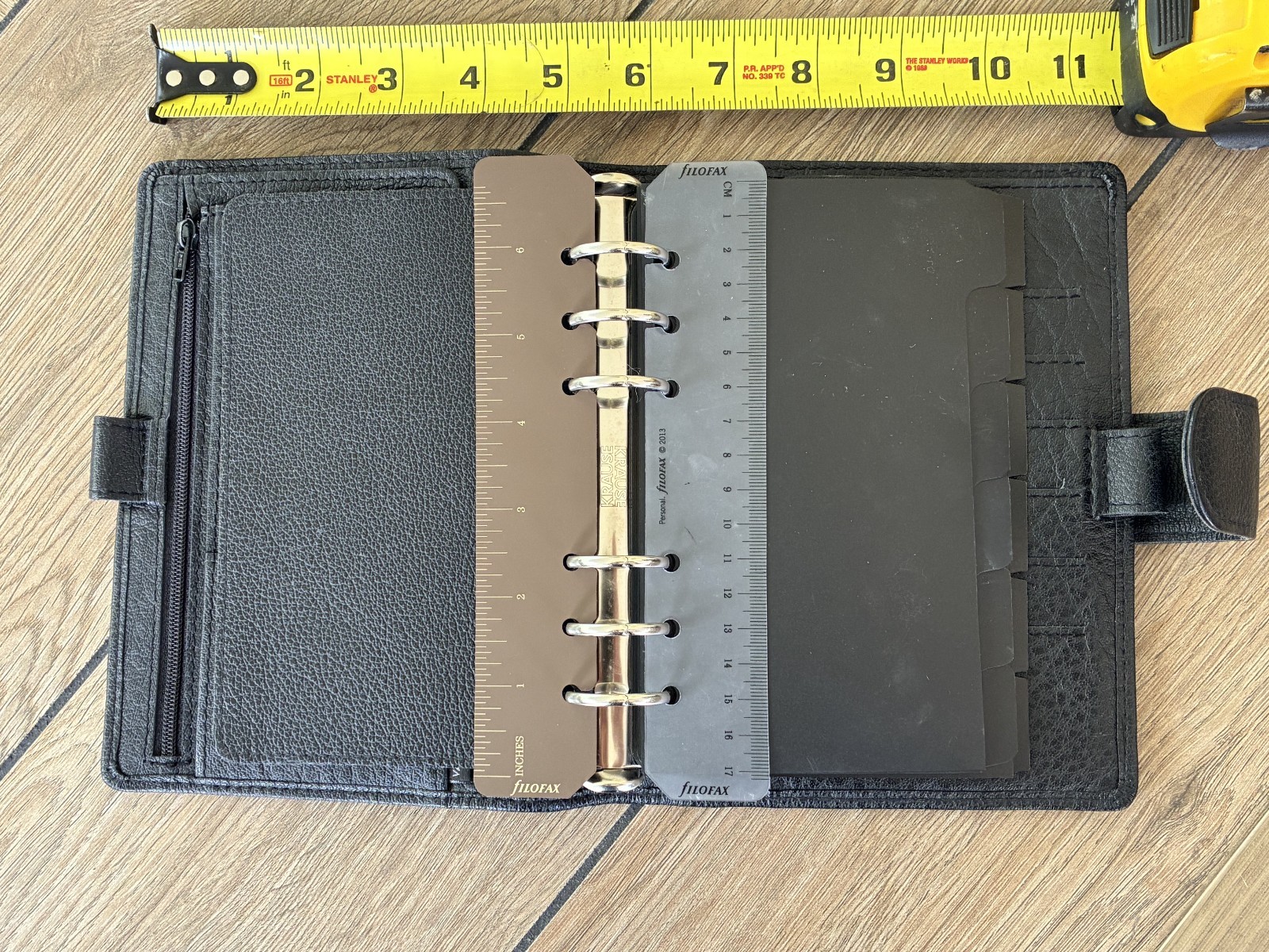 VAN DER SPEK Black Planner Cover for FiloFax Personal Size w/Leather Flyleaf