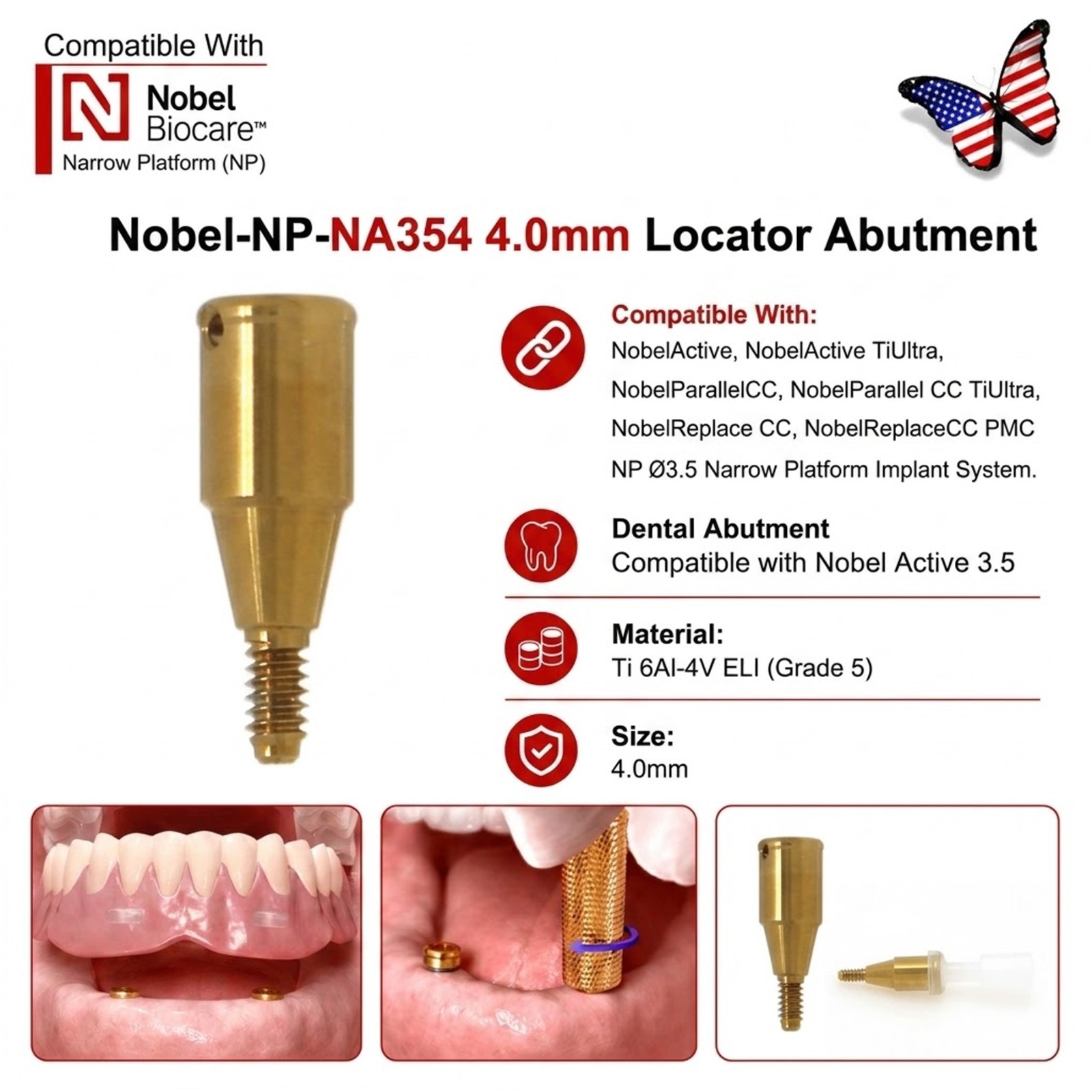 US Locator Accessory For Nobel Dental Core Implant Tool Abutment Cap Replacement