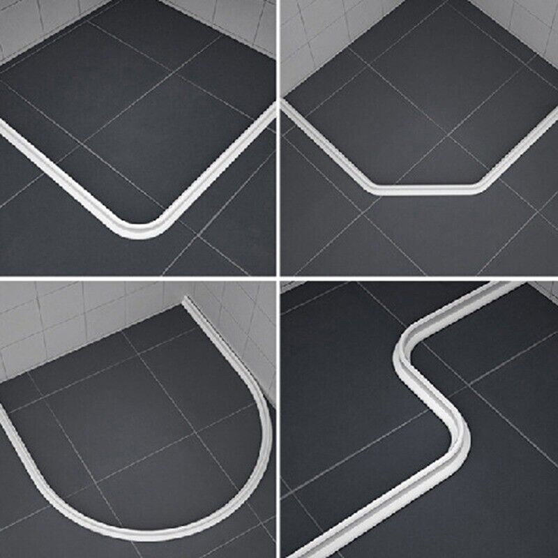 2 Meters Collapsible Shower Barrier Stopper T-Shape Water Splash Guard White