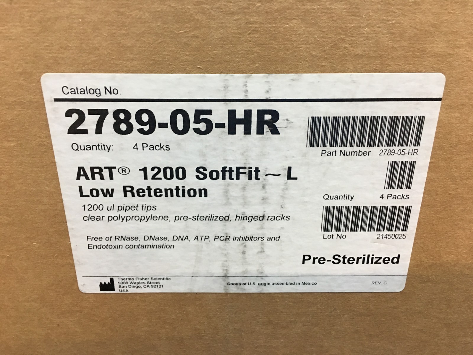 Thermo Scientific Ref 2789-05-HR ART 1200μL SoftFit-L Low Retention Pipette Tips