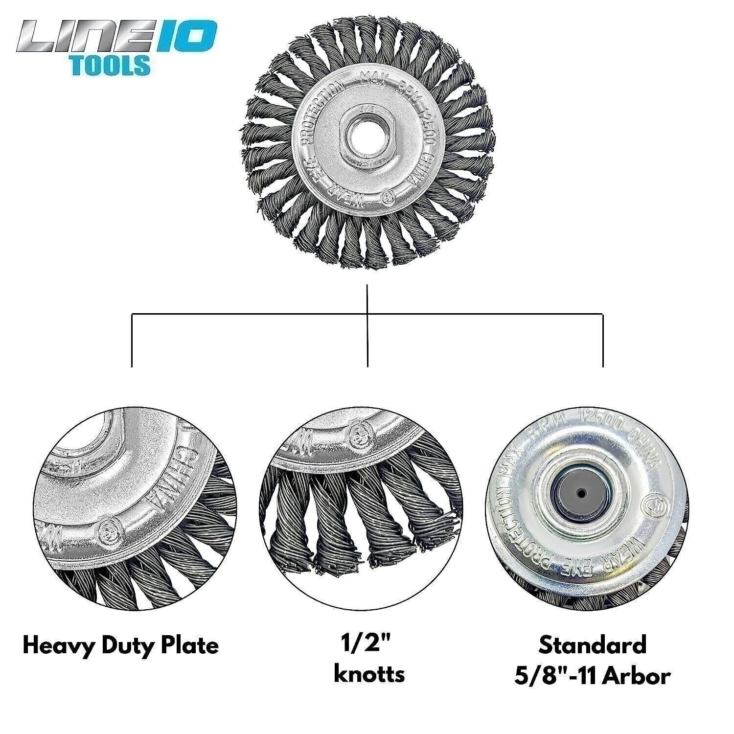 LINE10 Tools 4pk 4-Inch Knotted Circular Wire Wheel Brush for Angle Grinder,…