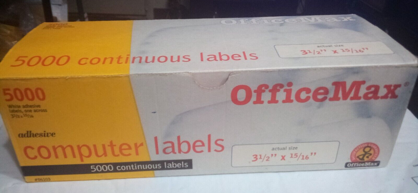 Labels 3 1/2 x 5/16 plain white 5000 count