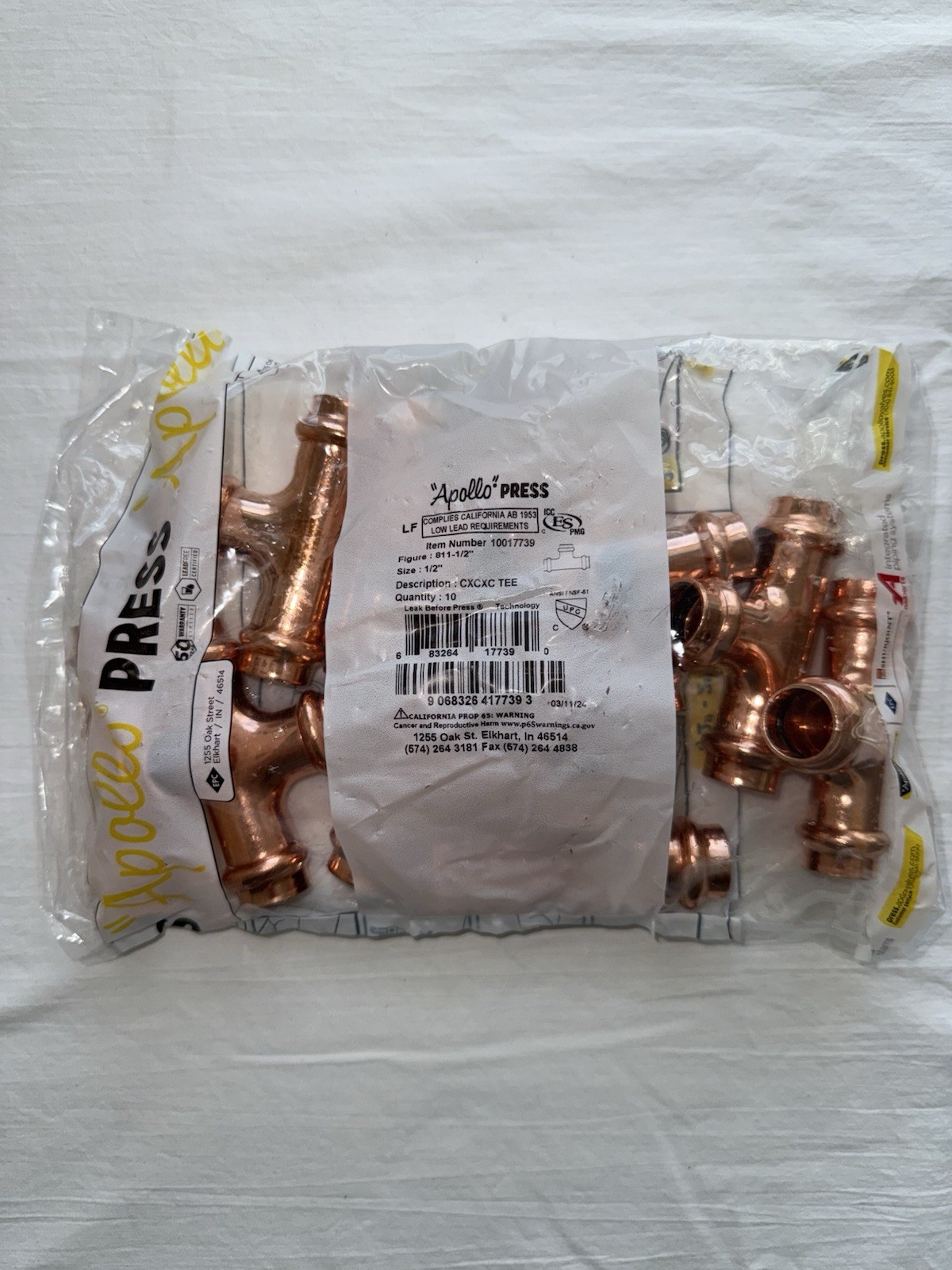 Apollo Press 811-1/2” 10017739 (Bag Of 10)
