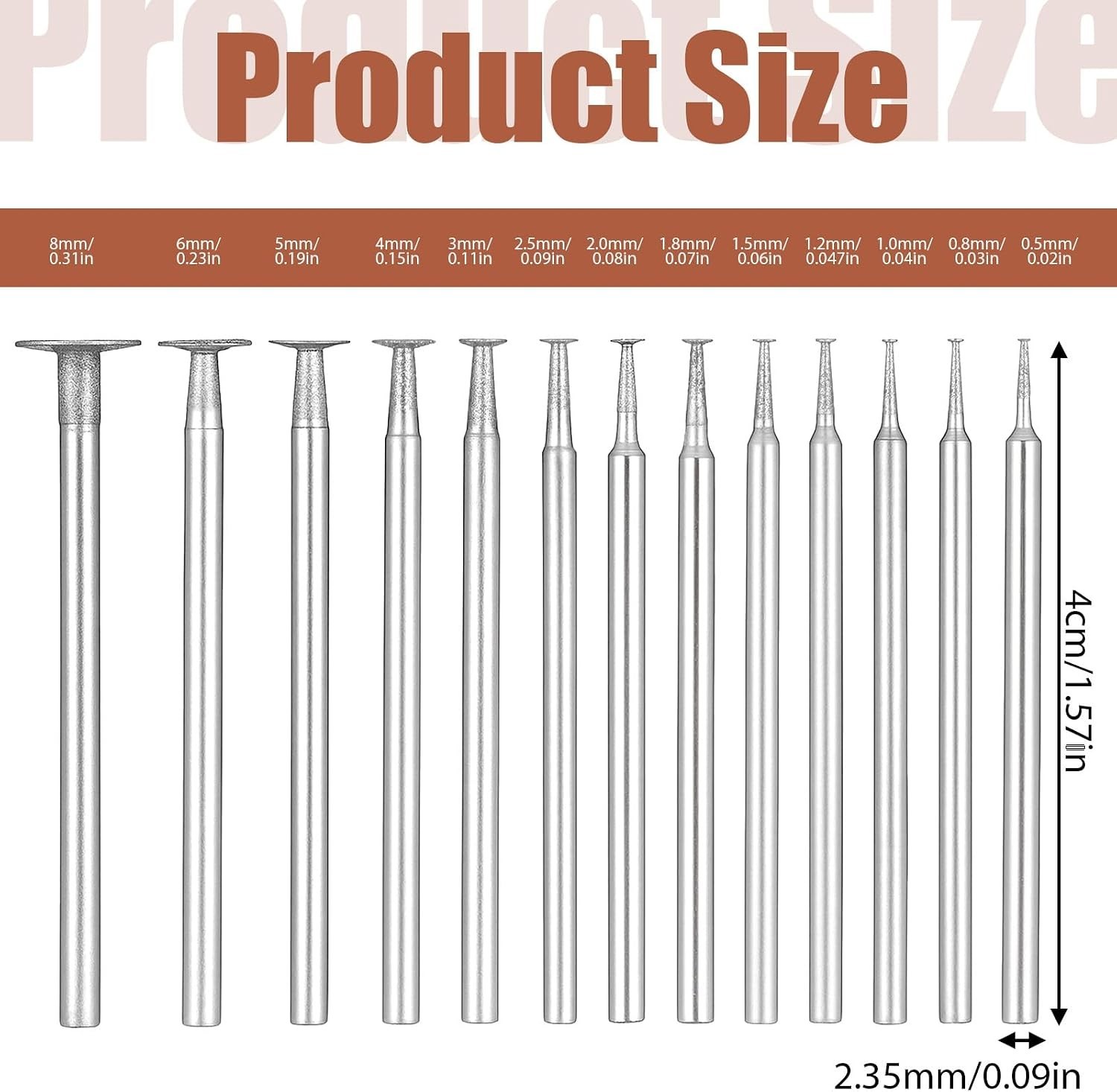 High-Speed Steel Diamond Burs Set – 13 Bowl Shape Bits for Jewelry & Stone Work