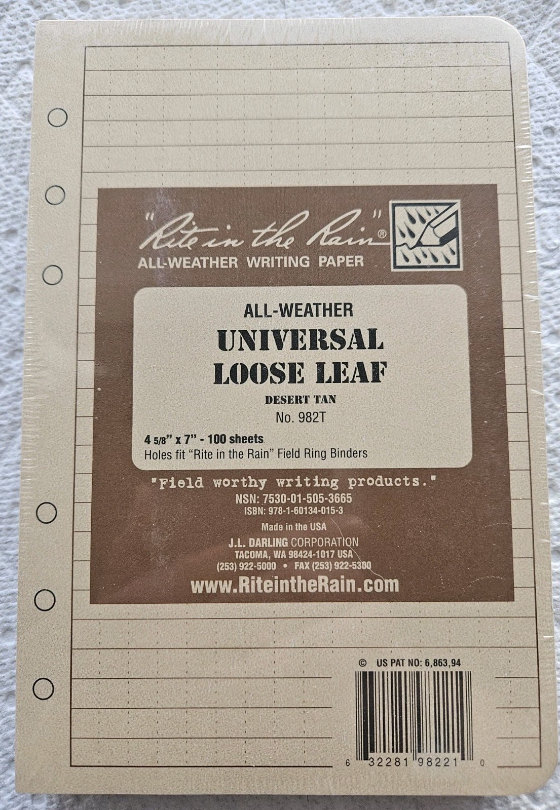 Rite in the Rain 4 5/8″ x 7″ All-Weather Desert Tan 100 Sheets 982T NIP $9.99