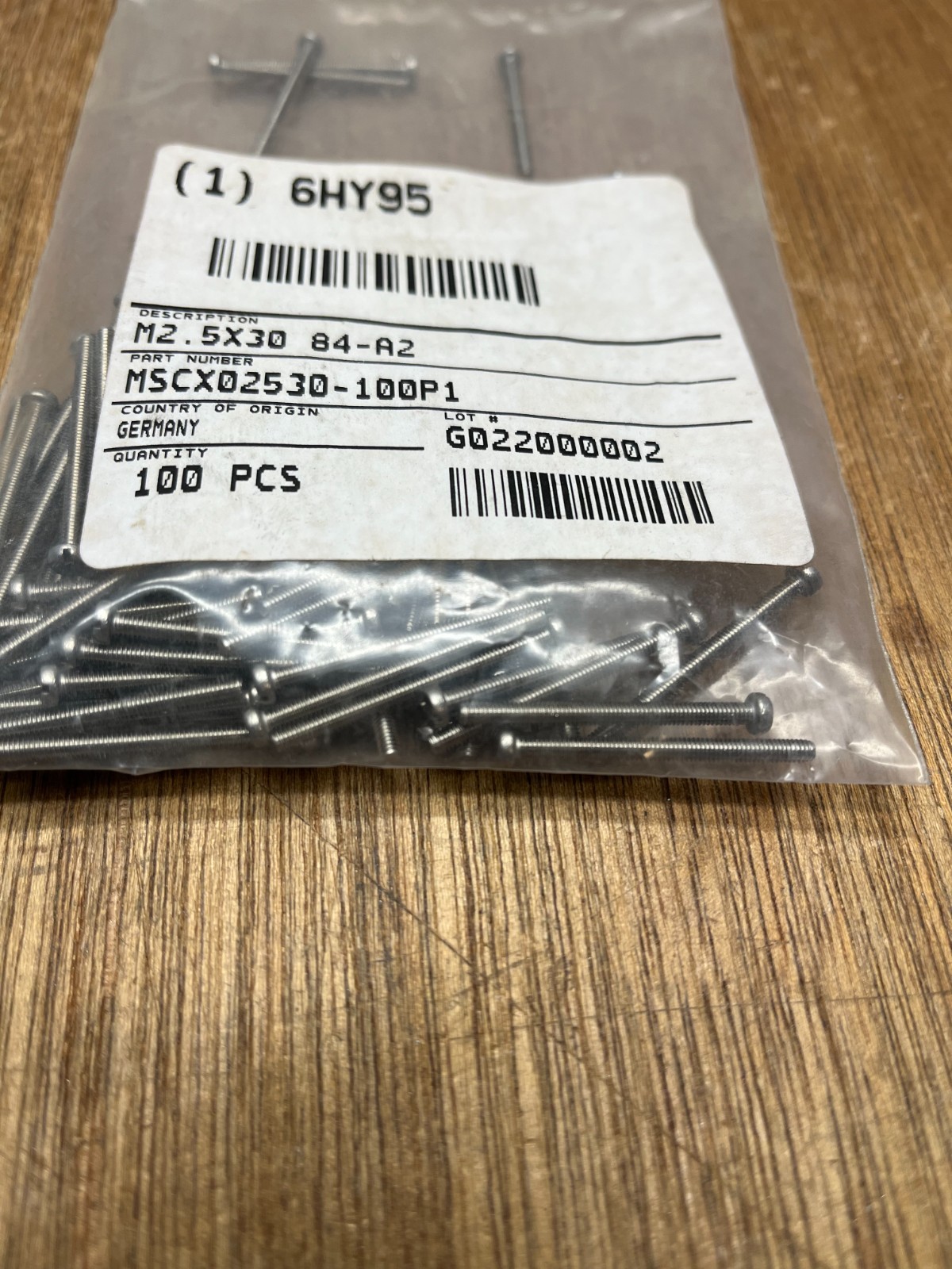 M2.5 X 0.45 Stainless Steel 30 MM Length Slotted Cheese Head Machine Screws