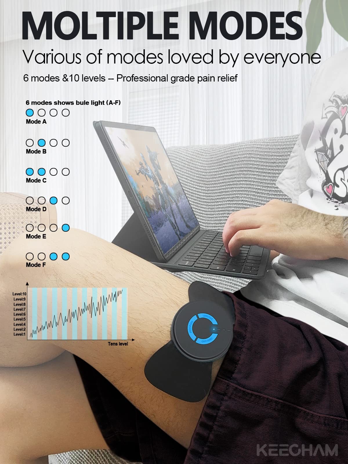 Wireless TENS EMS, Unit Muscle Stimulator, Mini Body Massager Black