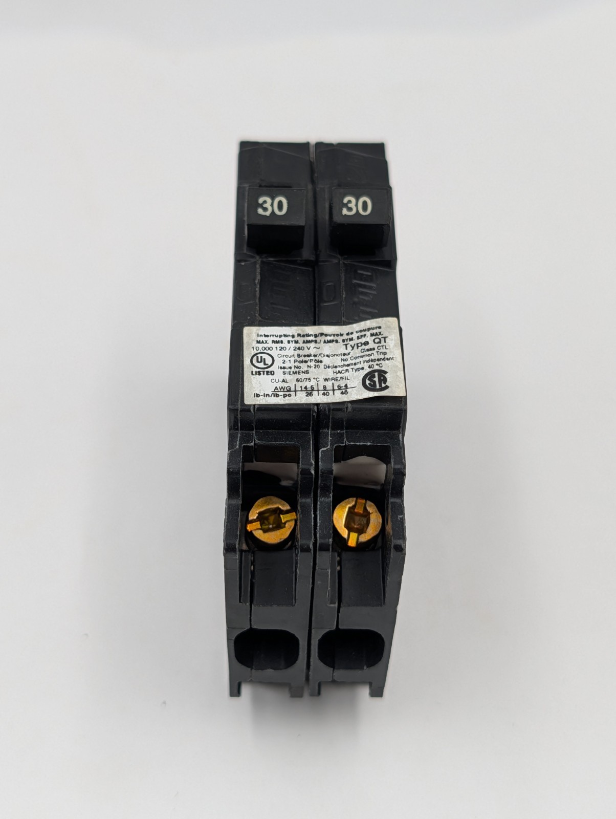 Siemens Q3030 Type QT Tandem 30A 30 Amp Single Pole Circuit Breaker New