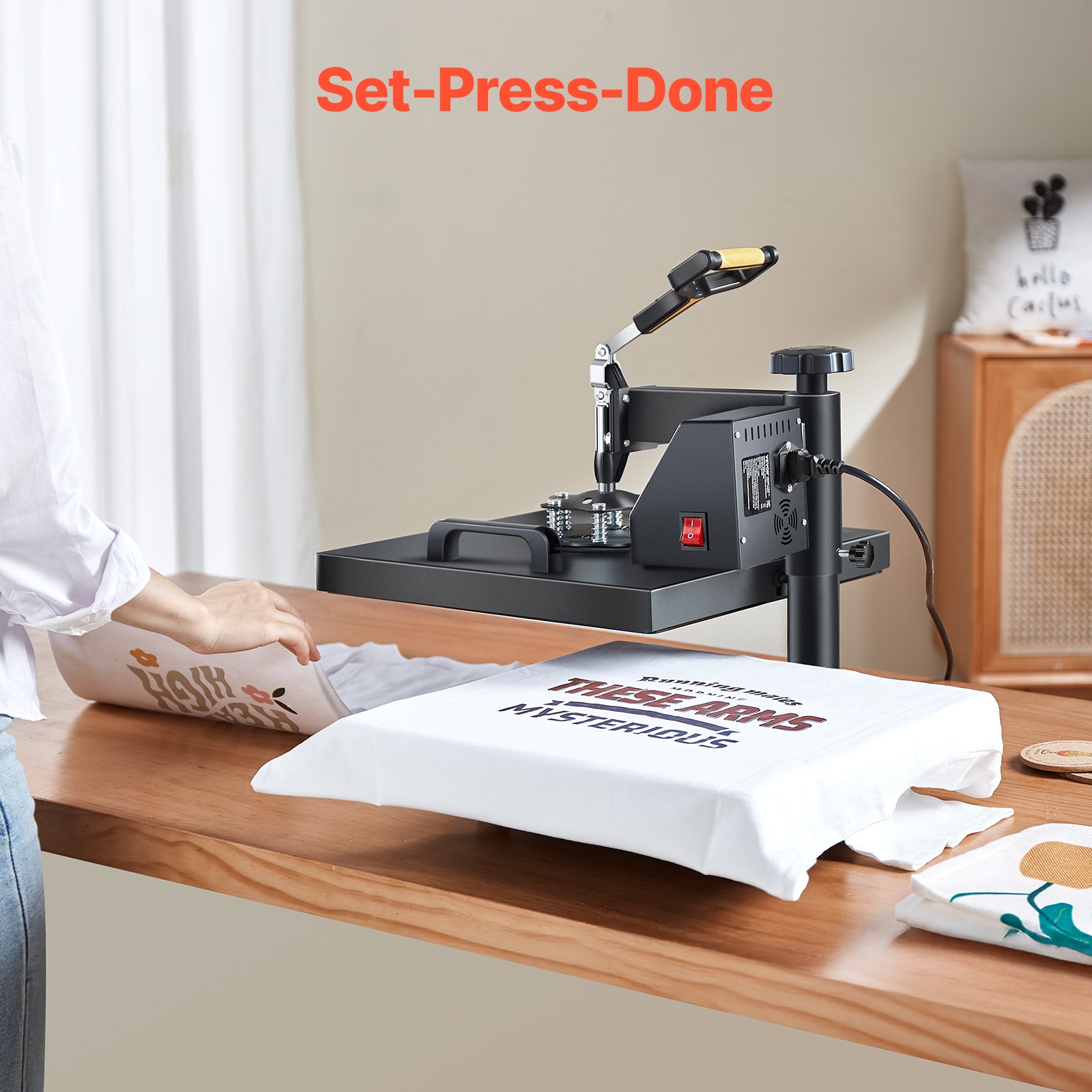 Heat Press Machine 2-In-1 15x15in Sublimation Print Transfer DIY T-shirt Cap