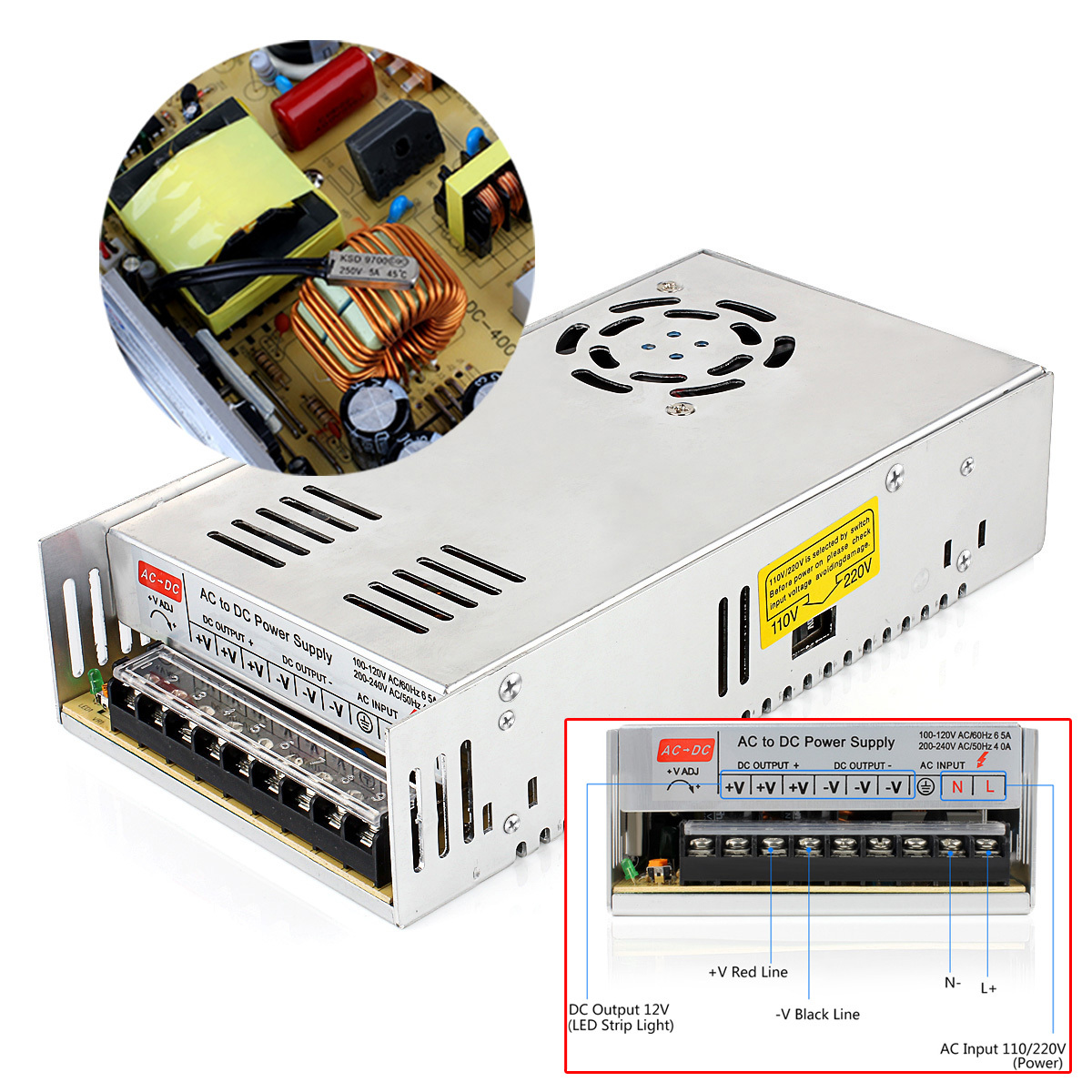 DC 12V 30A 360W Regulated Switching Power Supply For LED Strip Light