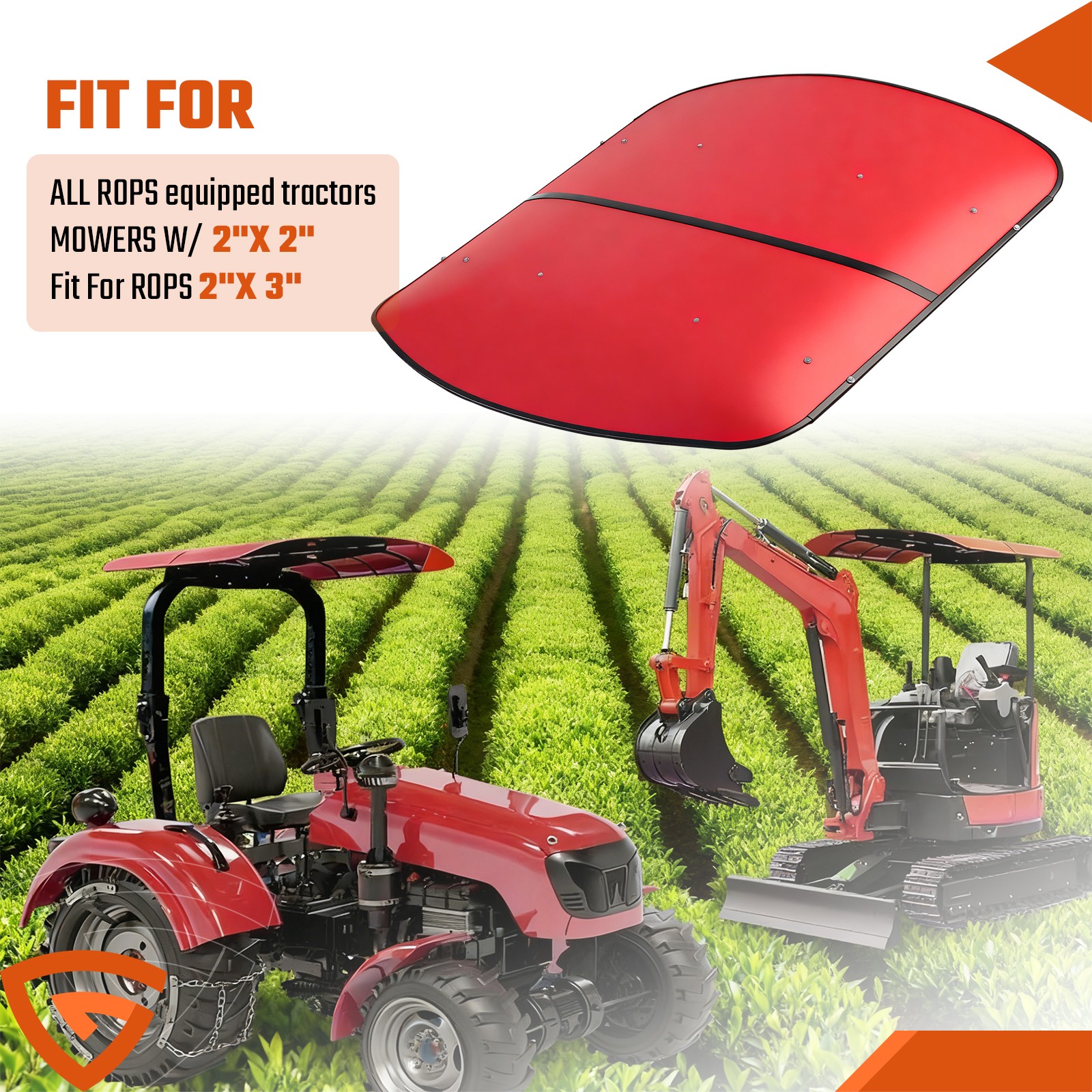 Sun Shield Tuff Top Tractor Canopy For 2″ x 2″ or 2″ x 3″ ROPS 48″ X 52″ 1pcs