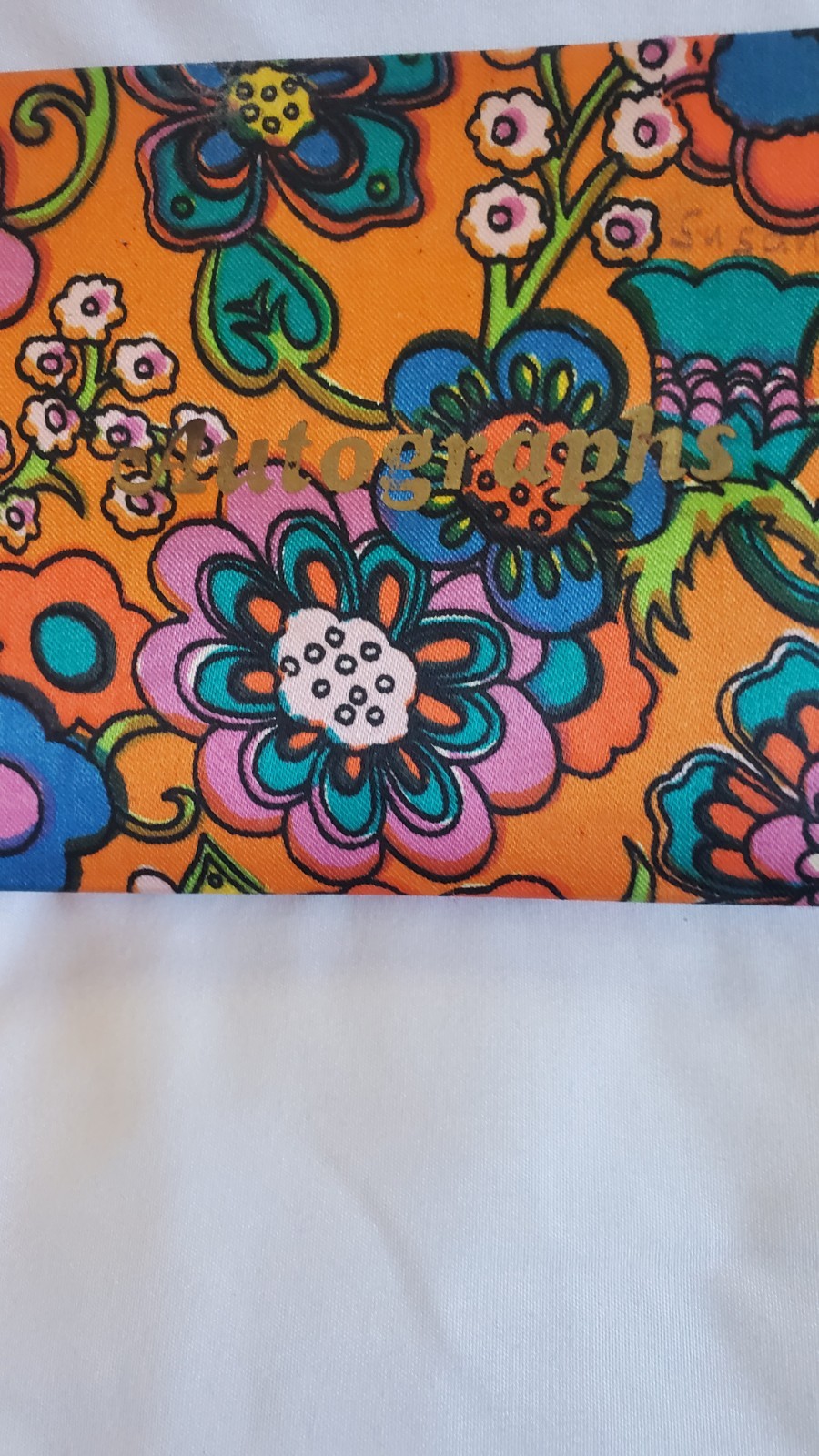 Flower Power Vintage 1970’s Autograph Book Satin Cover Flowers Hong Kong Unique