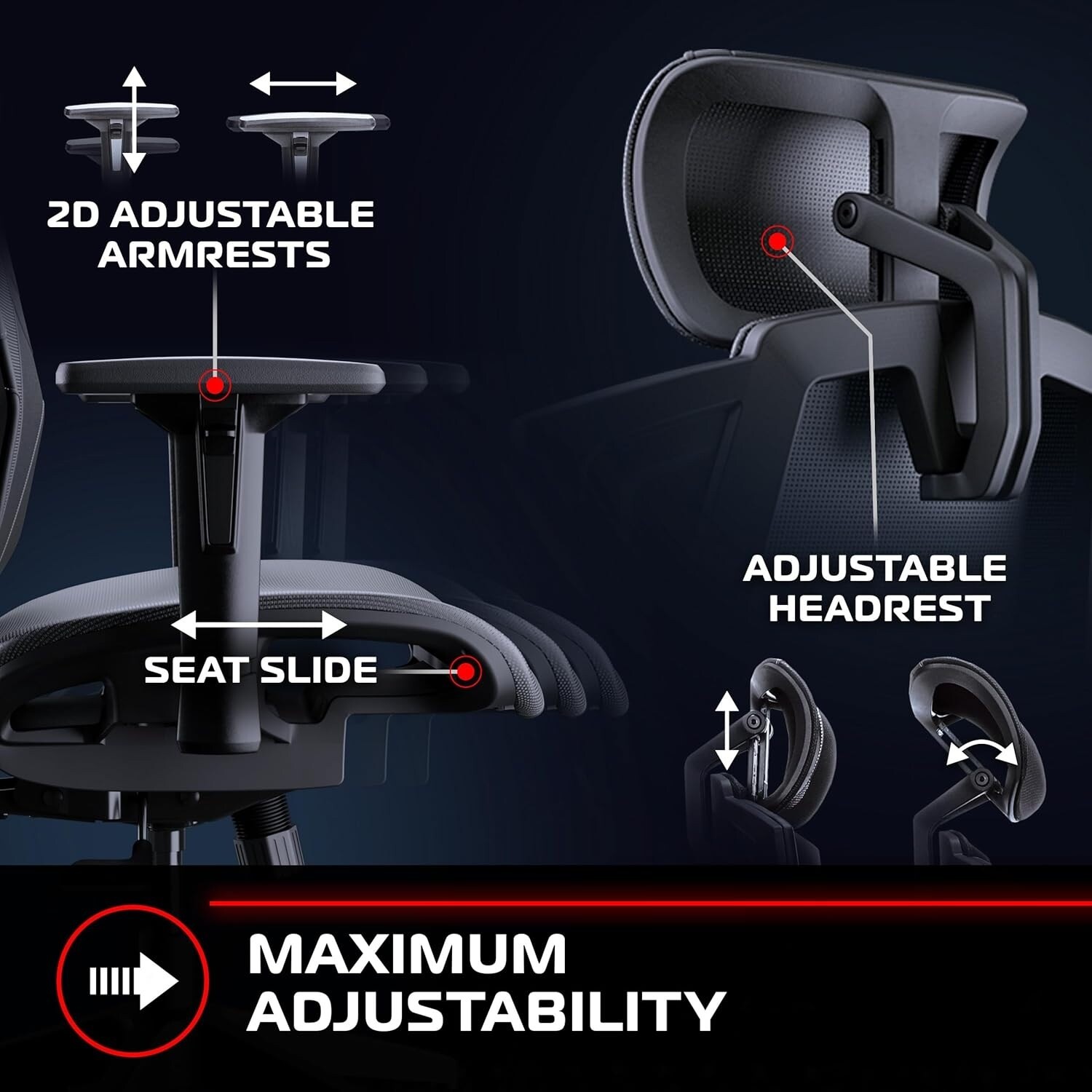 RESPAWN FLEXX Ergonomic Comfy Mesh Office Chair, Gaming Chair