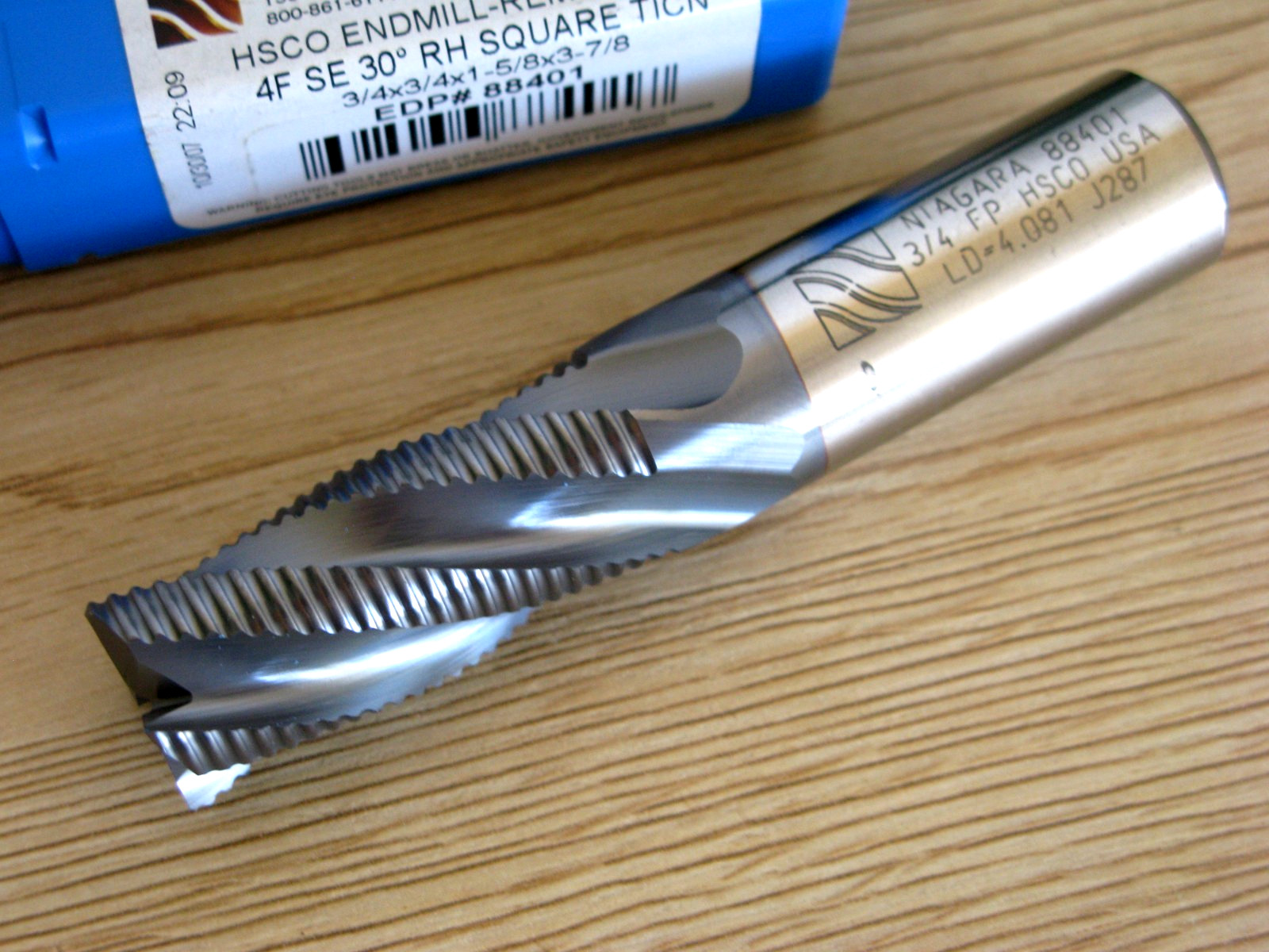 NEW NIAGARA CUTTER HSS ROUGHING END MILL HSCO 3/4 X3/4 X 1-5/8 X 3-7/8 TICN