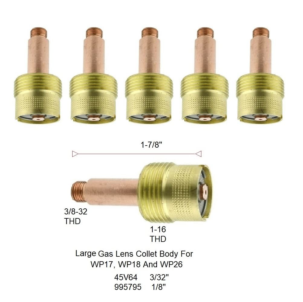 995795 Large TIG Gas Lens 3/32” Gas Lens collet body (5 Pack)