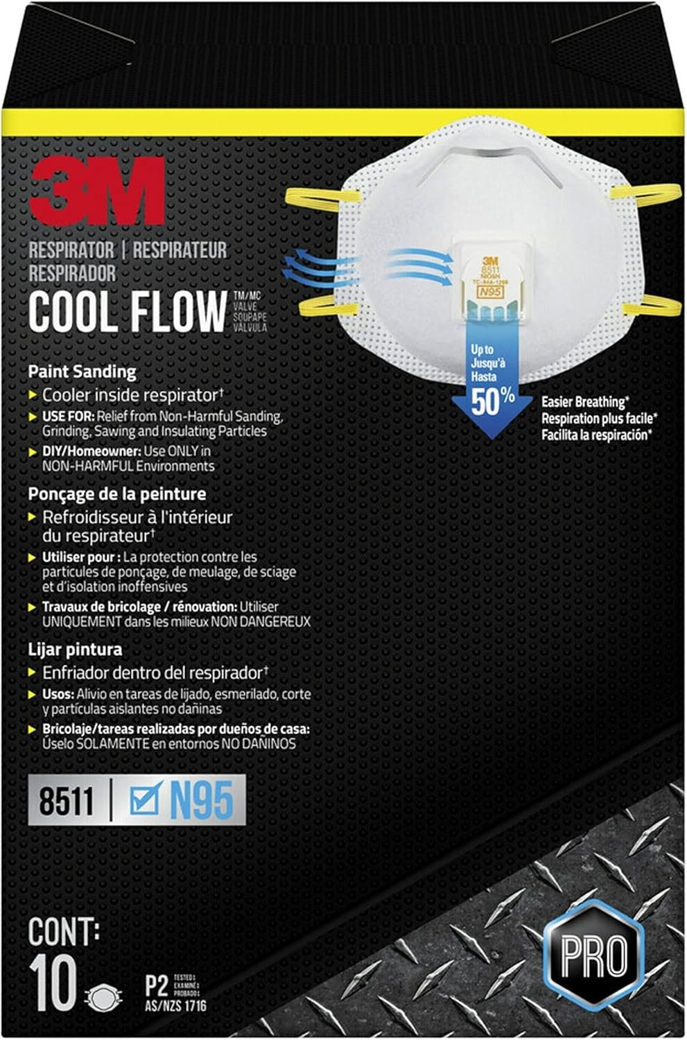 3M N95 Respirator 8511, 10 Pack, NIOSH-APPROVED N95, Features 10 White
