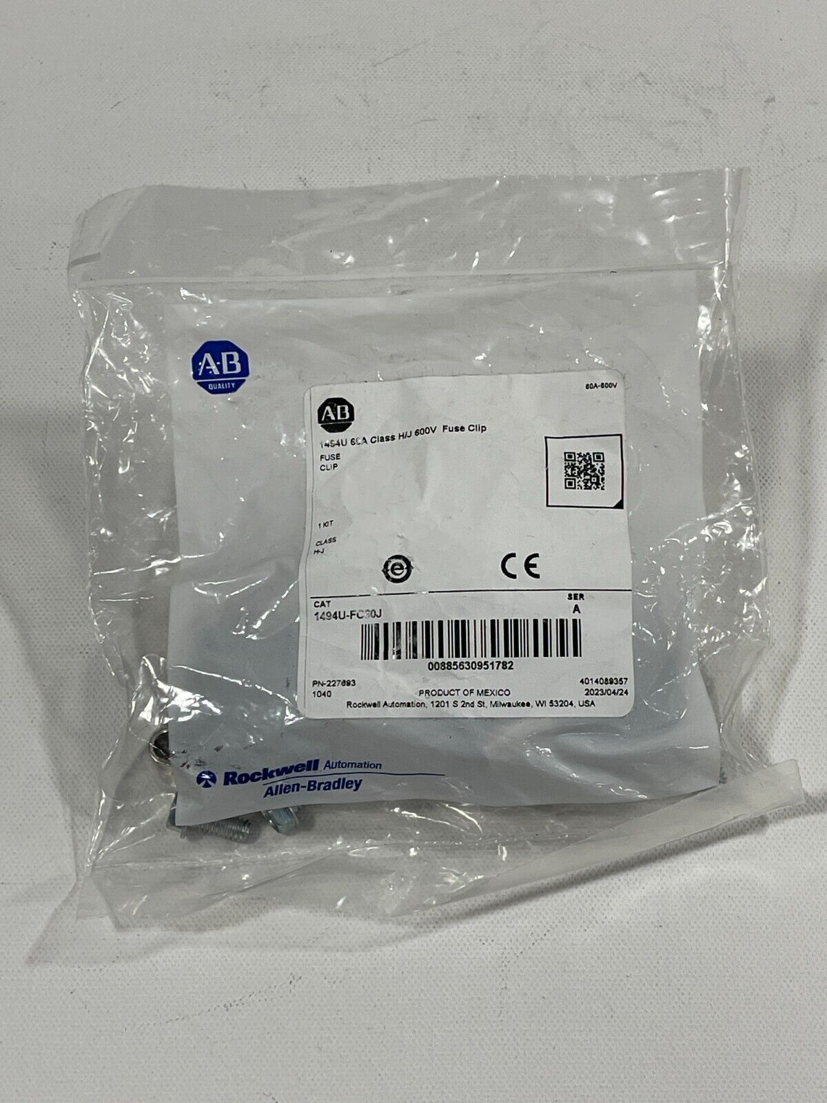 New! Allen Bradley 1494U-FC60J SER A Fuse Clip Kit H-J, 60A-600V Free Ship!