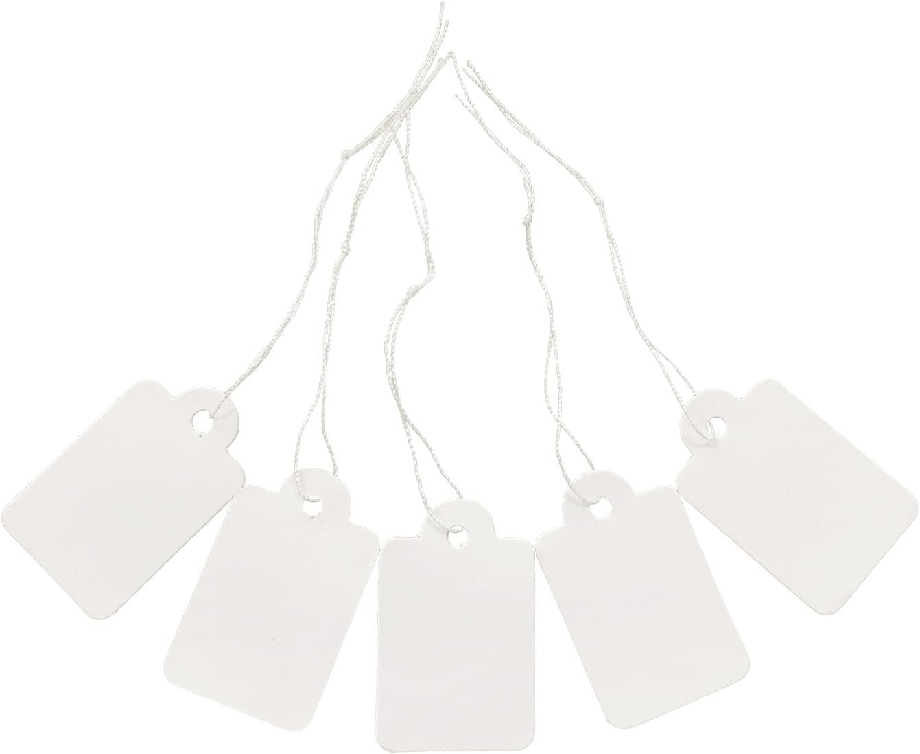 200-Pack White Tags with String for Jewelry & Clothing – Easy to Write On