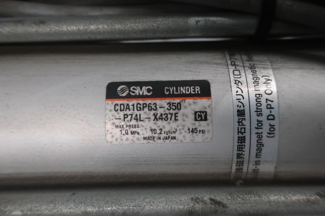 Smc CDA1GP63-350-P74L-X437E Double Acting Pneumatic Cylinder 63mm 350mm 145psi