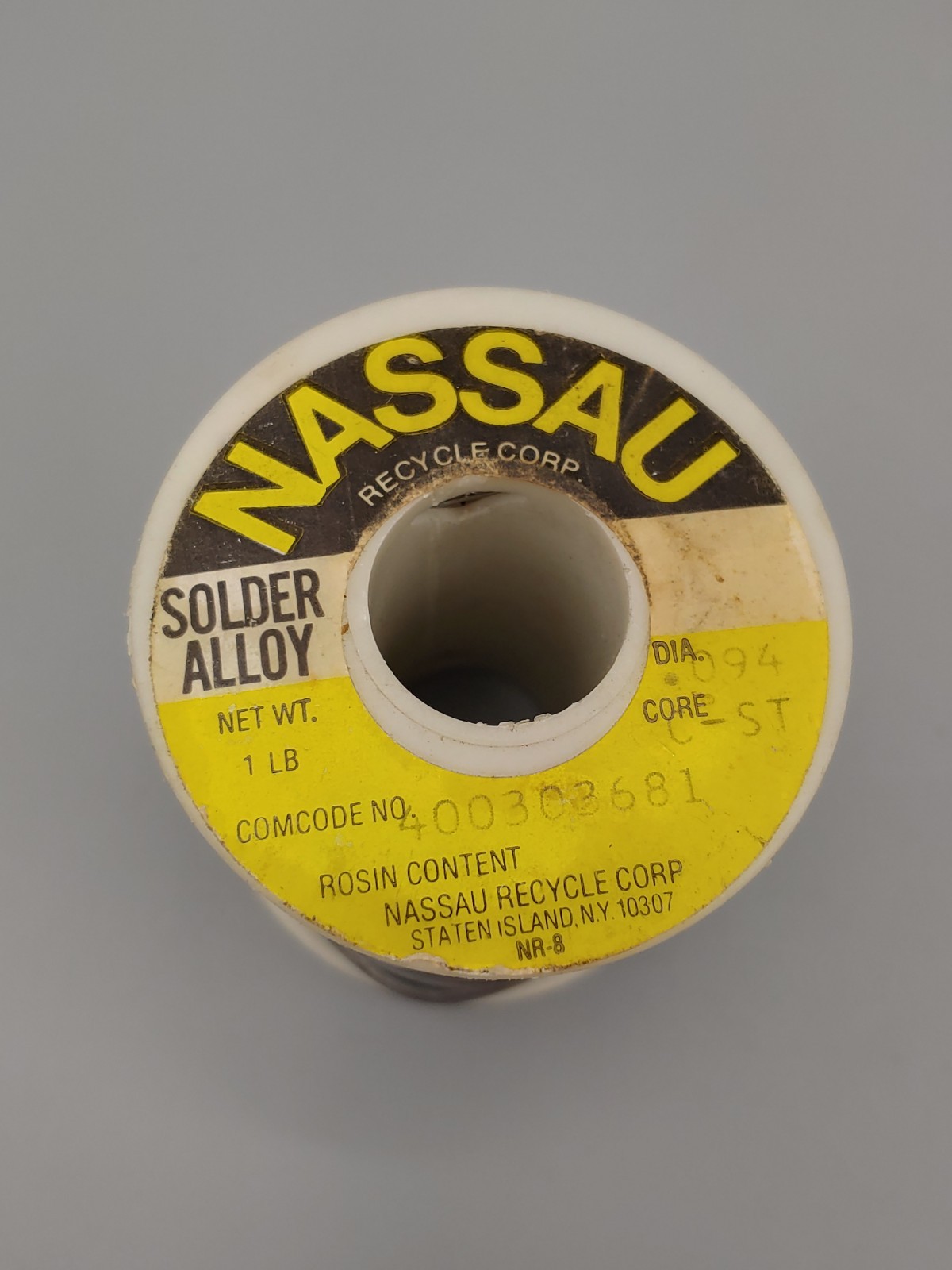 Vintage Nassau C ROSIN Solder .094 DIA Core C-ST 1 LB New Old Stock