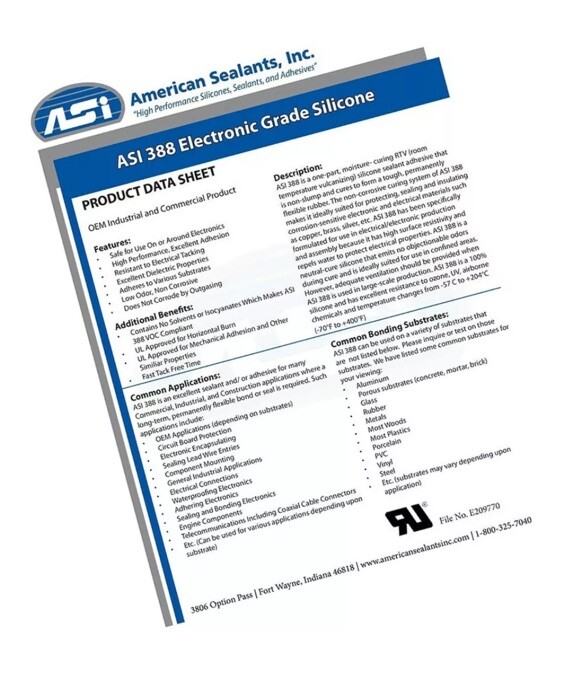 ASI 388 Clear Electronic Grade Silicone – 2.8 oz Squeeze Tube