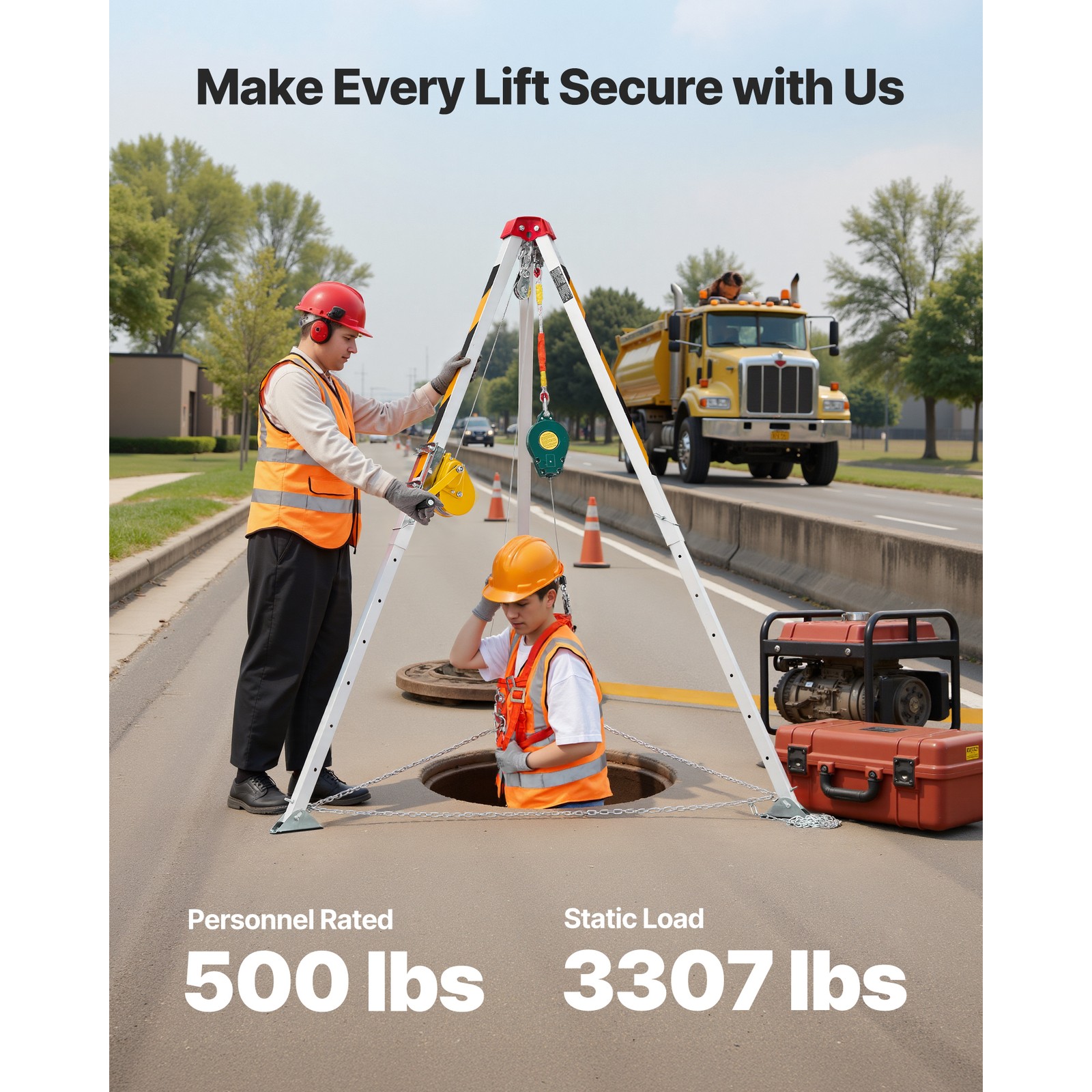 Uimoso Confined Space Tripod Kit with 1200 lbs Winch and 98.5 ft Cable
