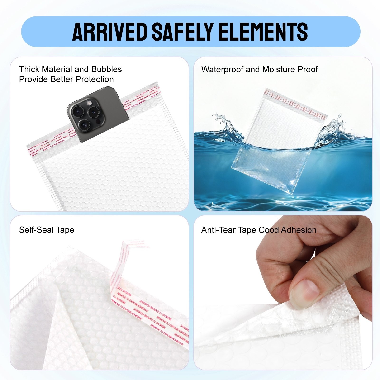 500PCS White 7″x9″ Poly Bubble Mailers Padded Envelopes Packaging Bubble Pak