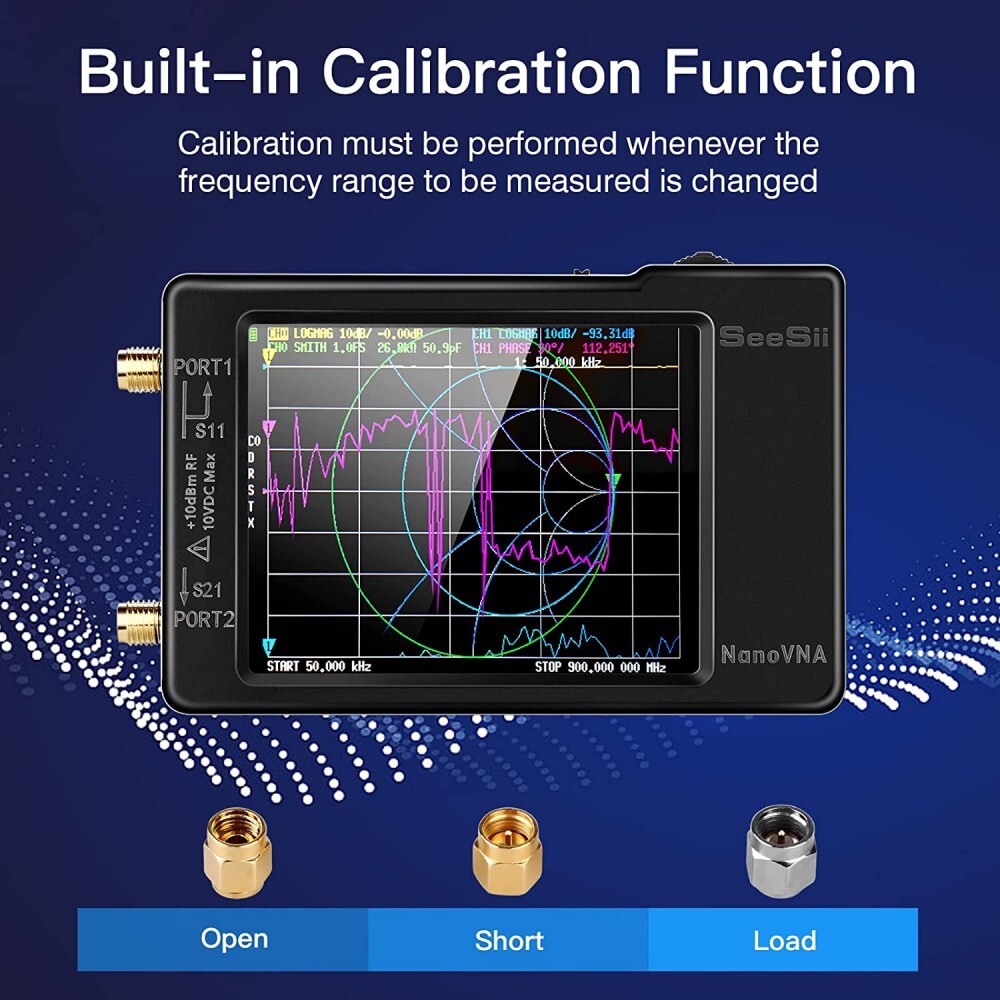 Nano VNA Vector Network Analyzer 50KHz-900MHz Antenna Analyzer 2.8″ Touch Screen