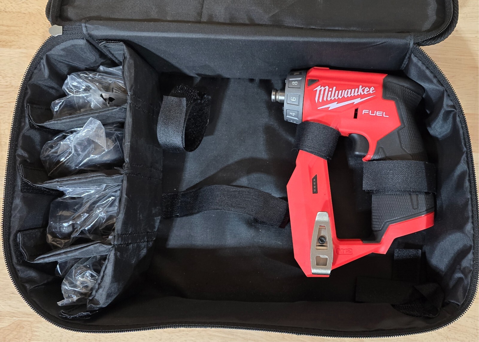 New Milwaukee M12 FUEL Installation Drill/Driver 4-in-1 attachments Bag 2505-20