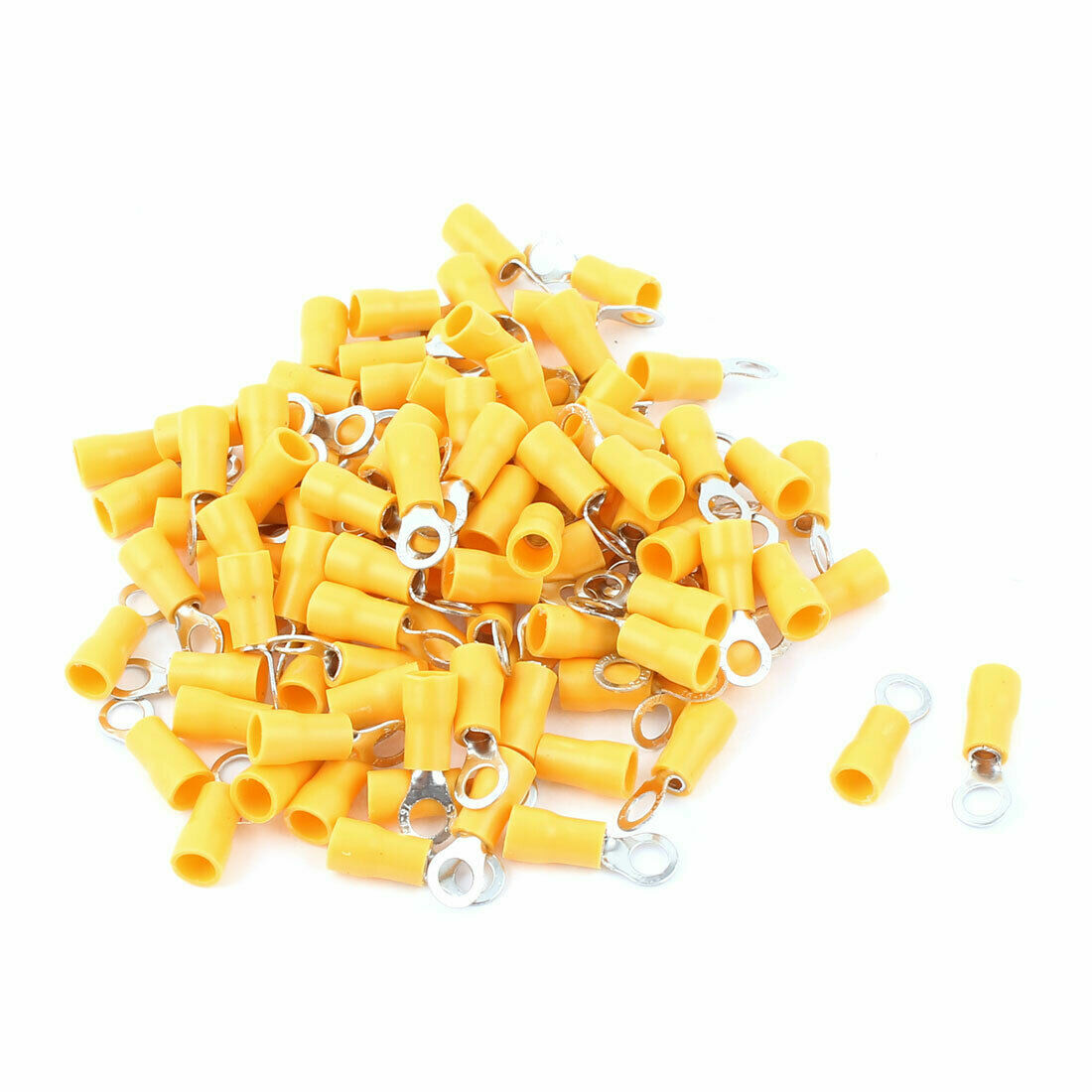 100 Pcs 2-4S Insulated Wire Connector Ring Crimp Terminal Yellow 16-14AWG ✦KD