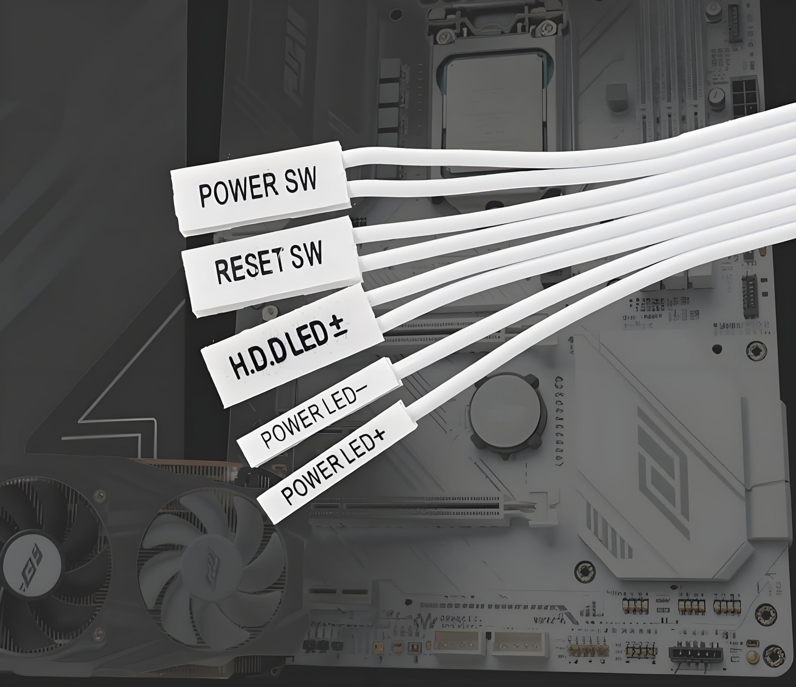 White Motherboard Front Panel Extension Cables 24AWG HDD LED 100cm/39.4 Inch