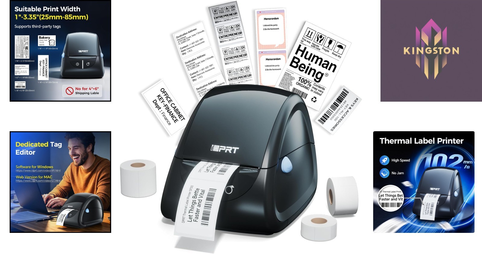 Compact SP310 Label Maker for 1″-3.35″ Labels | Compatible with All Major OS