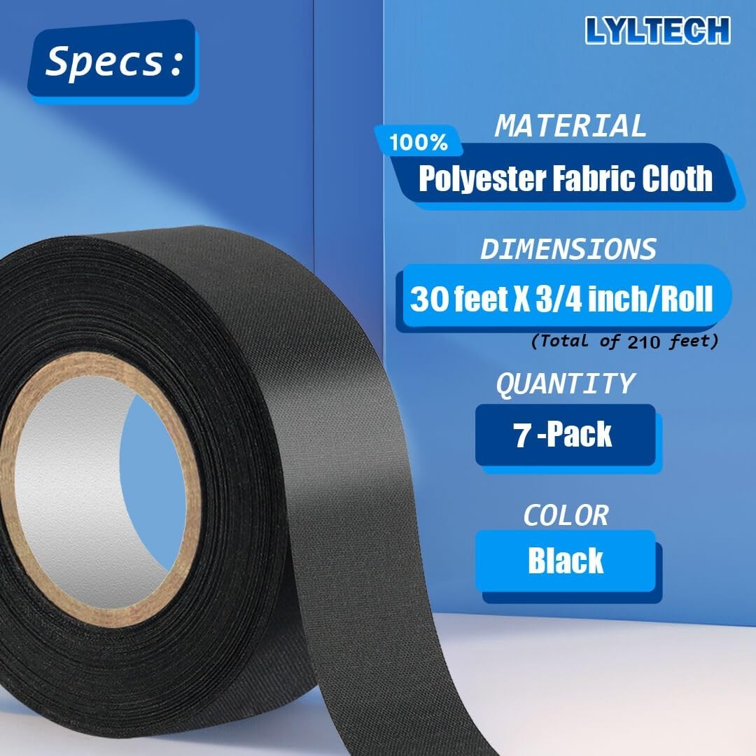 Wire Harness Tape 7 Rolls 257 FT Heat Resistant Flame Retardant Fabric