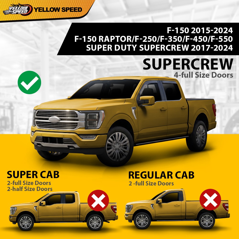 Window Visor Rain Guards Fit For Ford F150 Raptor Super Duty SuperCrew 2015-2026