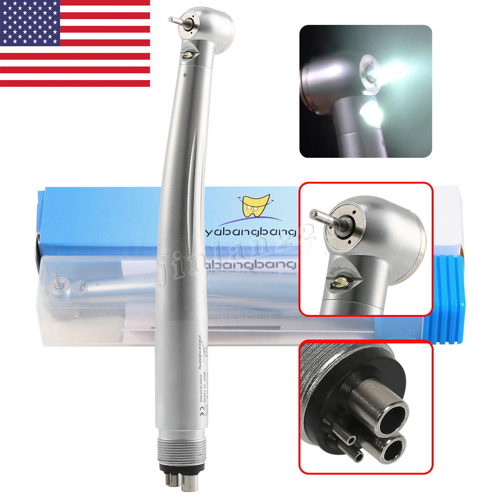 Dental E-generator LED High Speed Torque Head 3 Spray Handpiece 4Hole