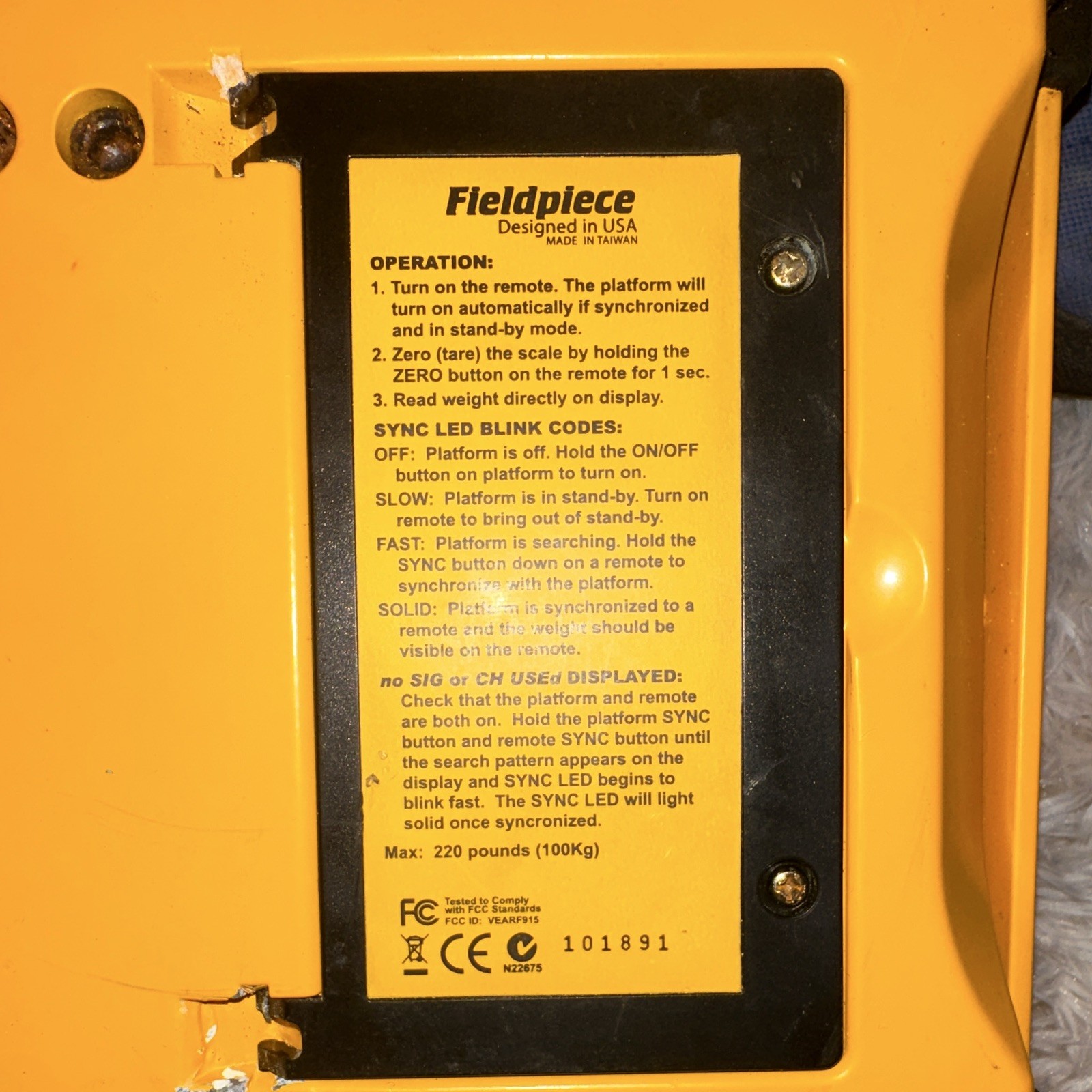 Fieldpiece SRS2 Wireless Digital Refrigerant Scale 220 lb w/ Case – See Descr.