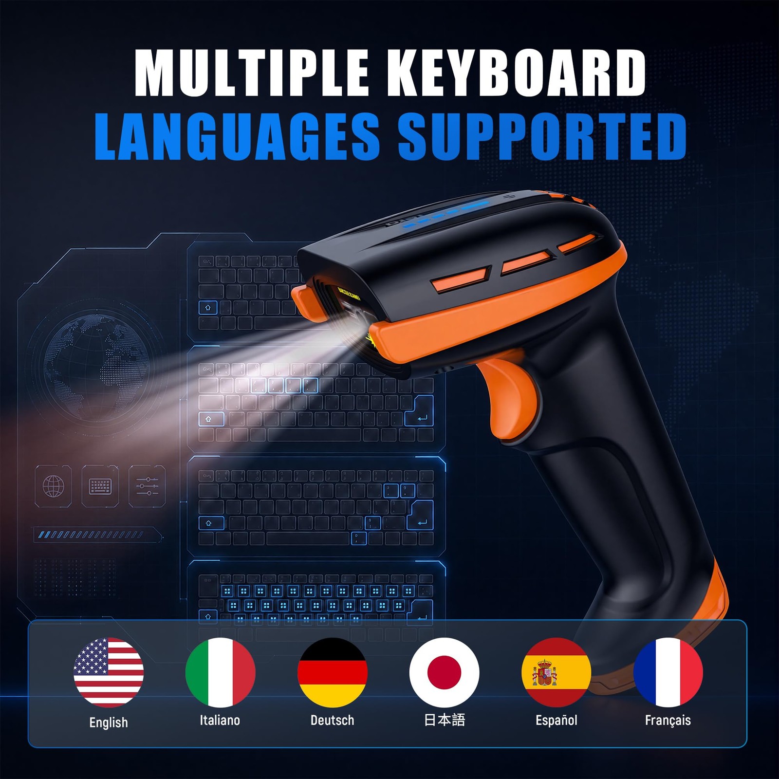 Tera Barcode Scanner Wireless with Stand: 1D 2D QR with Power Switch, D6100