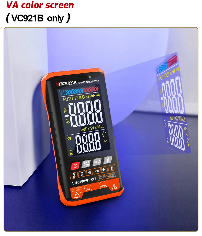 Professional Auto Range Tester Multimeter Color Screen OHM NCV Voltage Meter