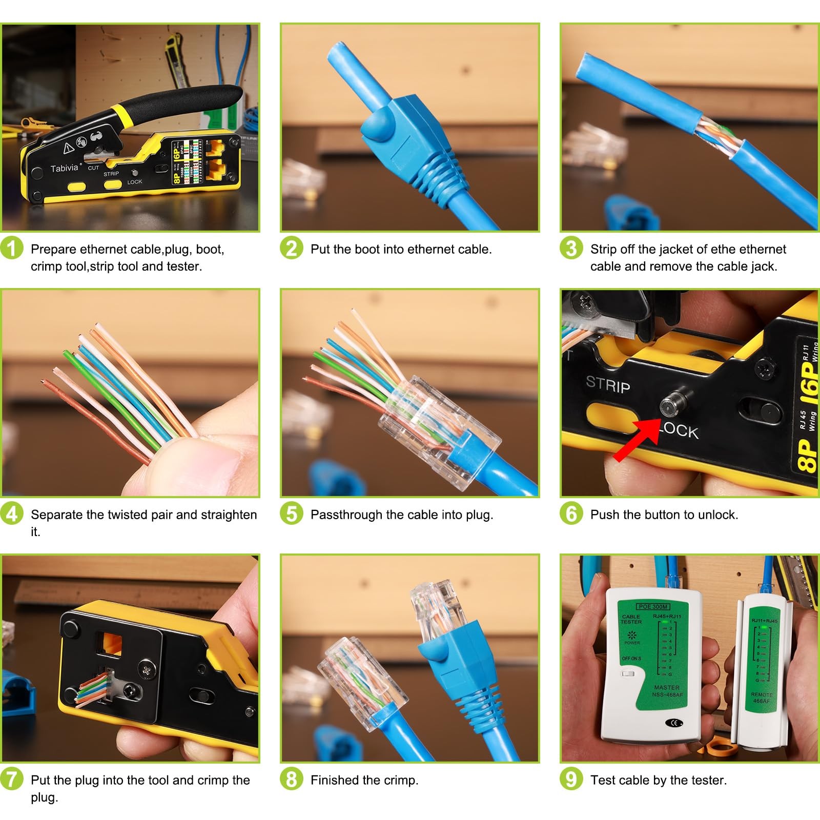 RJ45 Crimp Tool Pass Through Ethernet Crimping Tool Kit Cat6 Cat5e Cat5 RJ45 …
