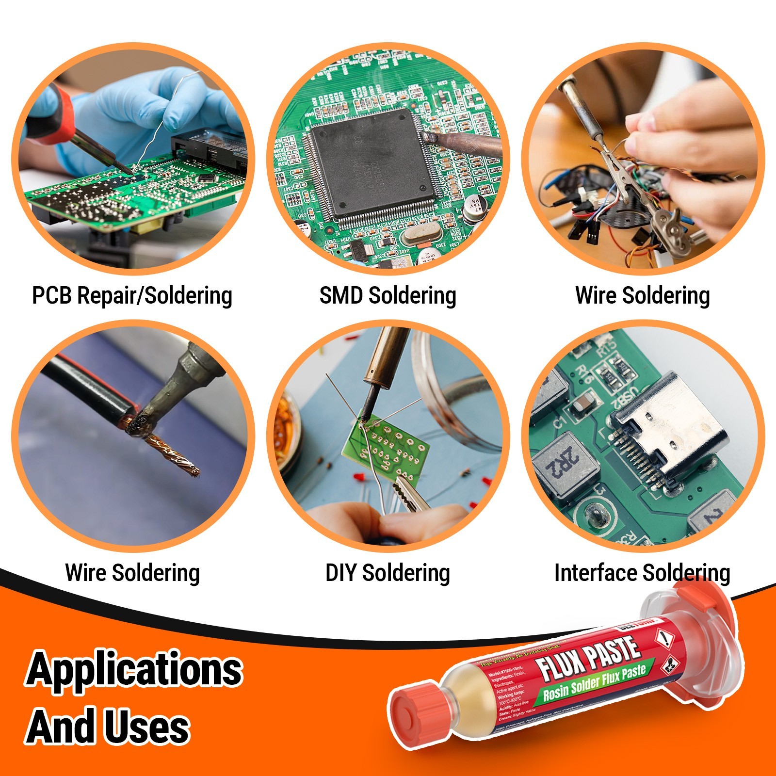BEEYUIHF ROSIN Soldering Flux Paste 4PCS x 10mL Halogen-Free for SMD Electronics