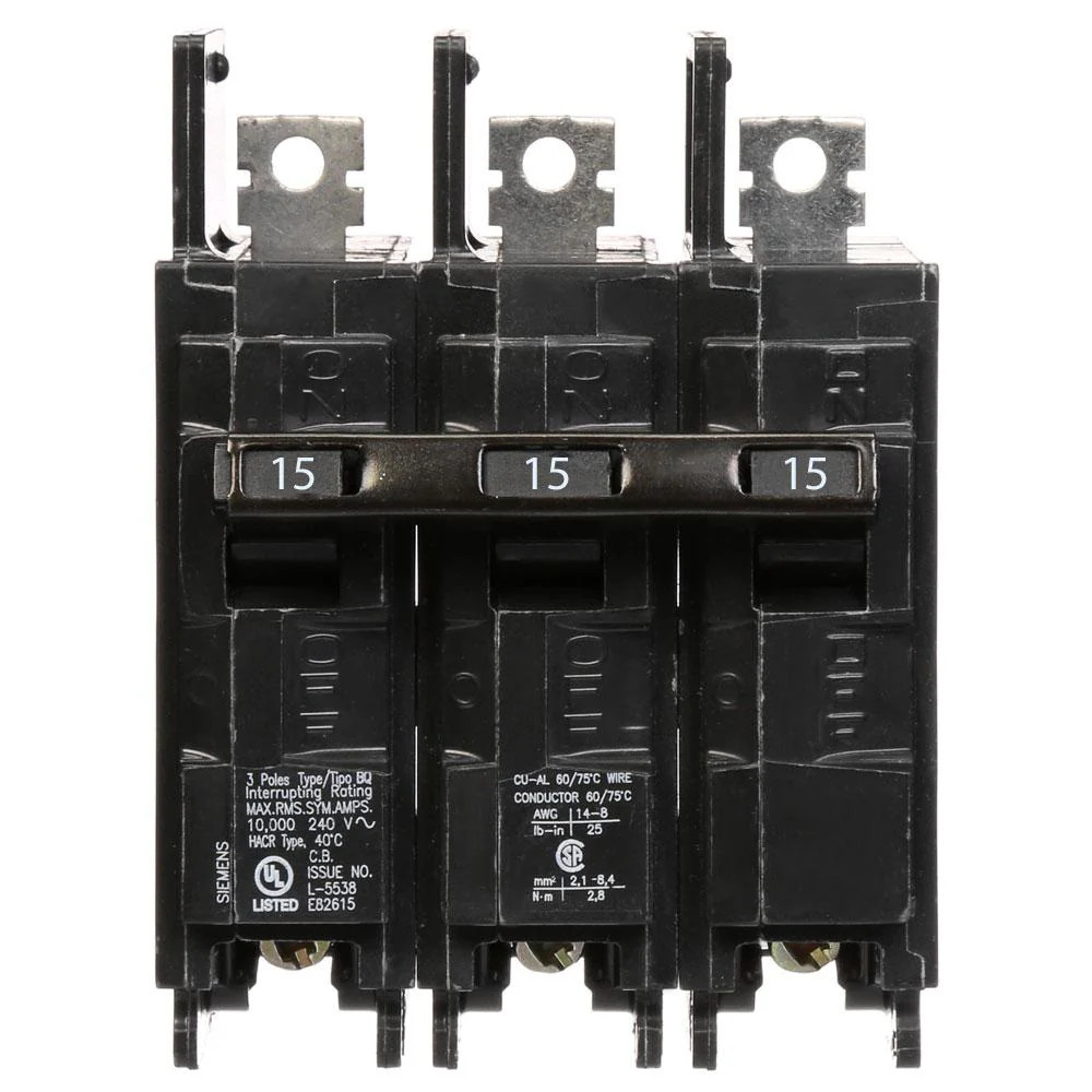 NIB – Siemens – BQ3B015 – General Purpose 3-Pole Common-Trip Circuit Breaker