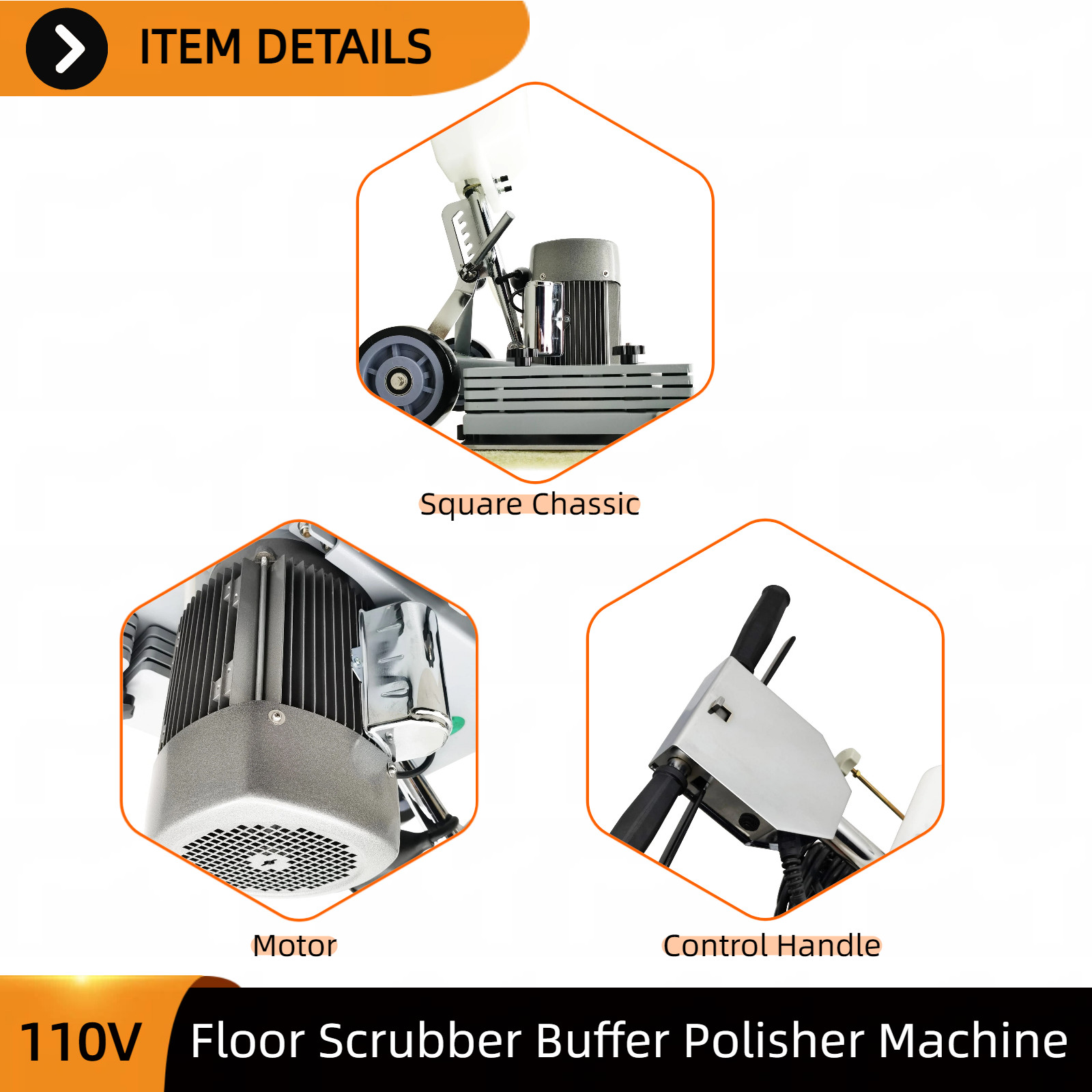 110V Floor Scrubber For Hard Floor Cleaning Marble Polishing & Carpet Washing